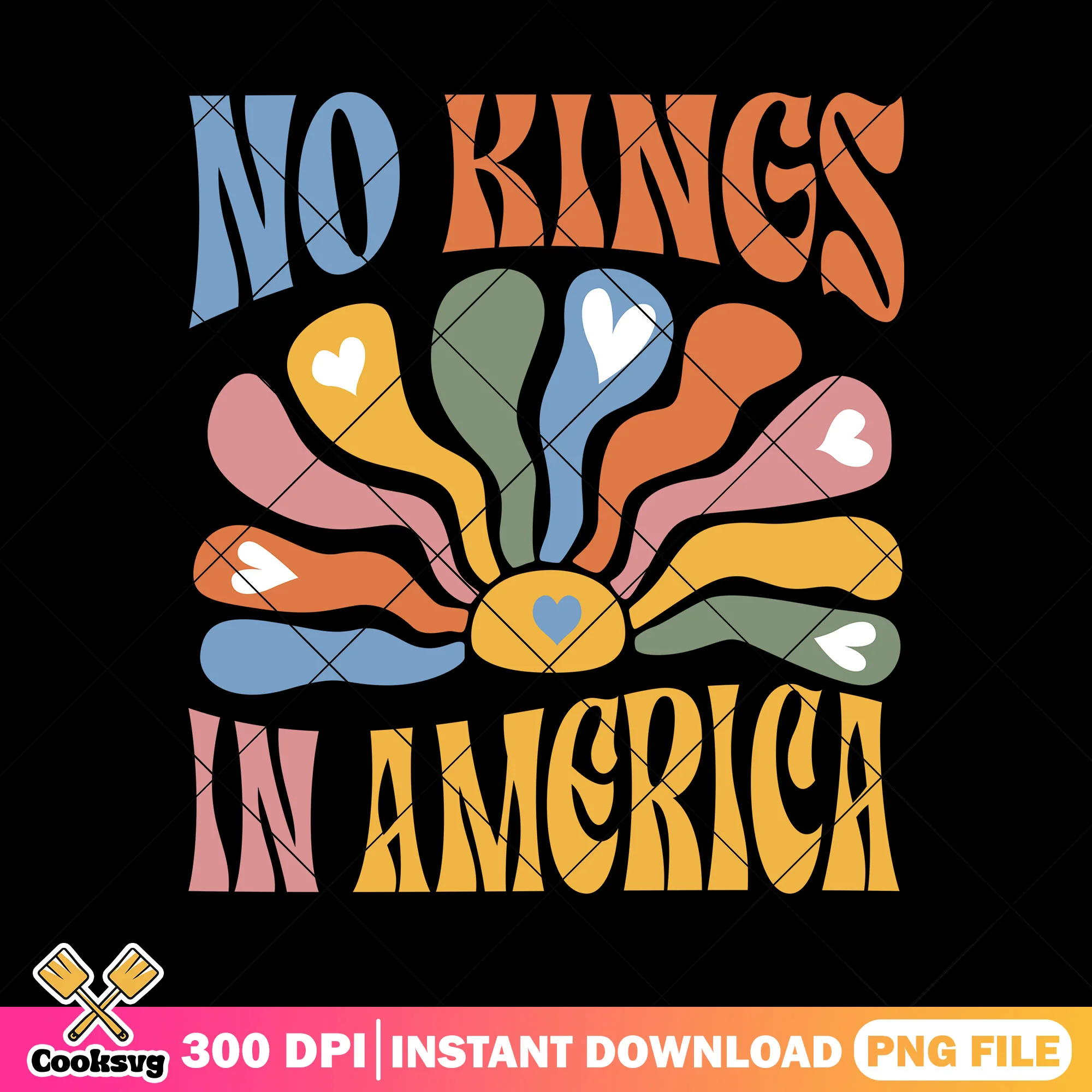Floral no kings in america png, no kings day png, no kings png