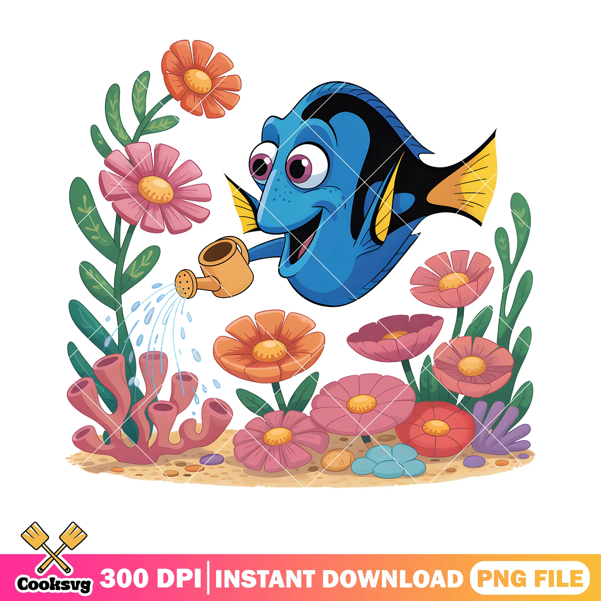 Flower garden dory take care png, dory disney png, disney art png