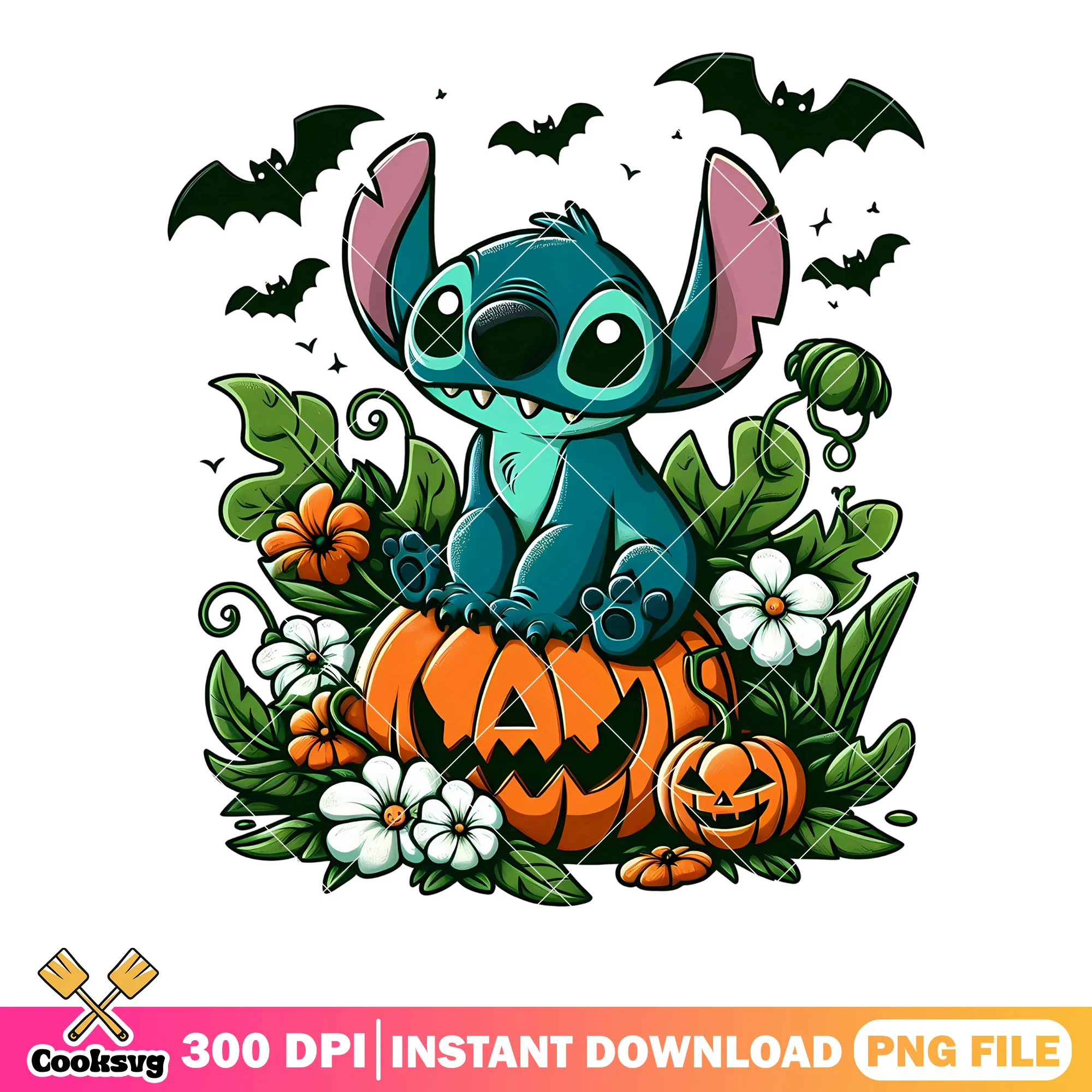 Flower Jack o lanternpng, scary halloween png, scary bats png