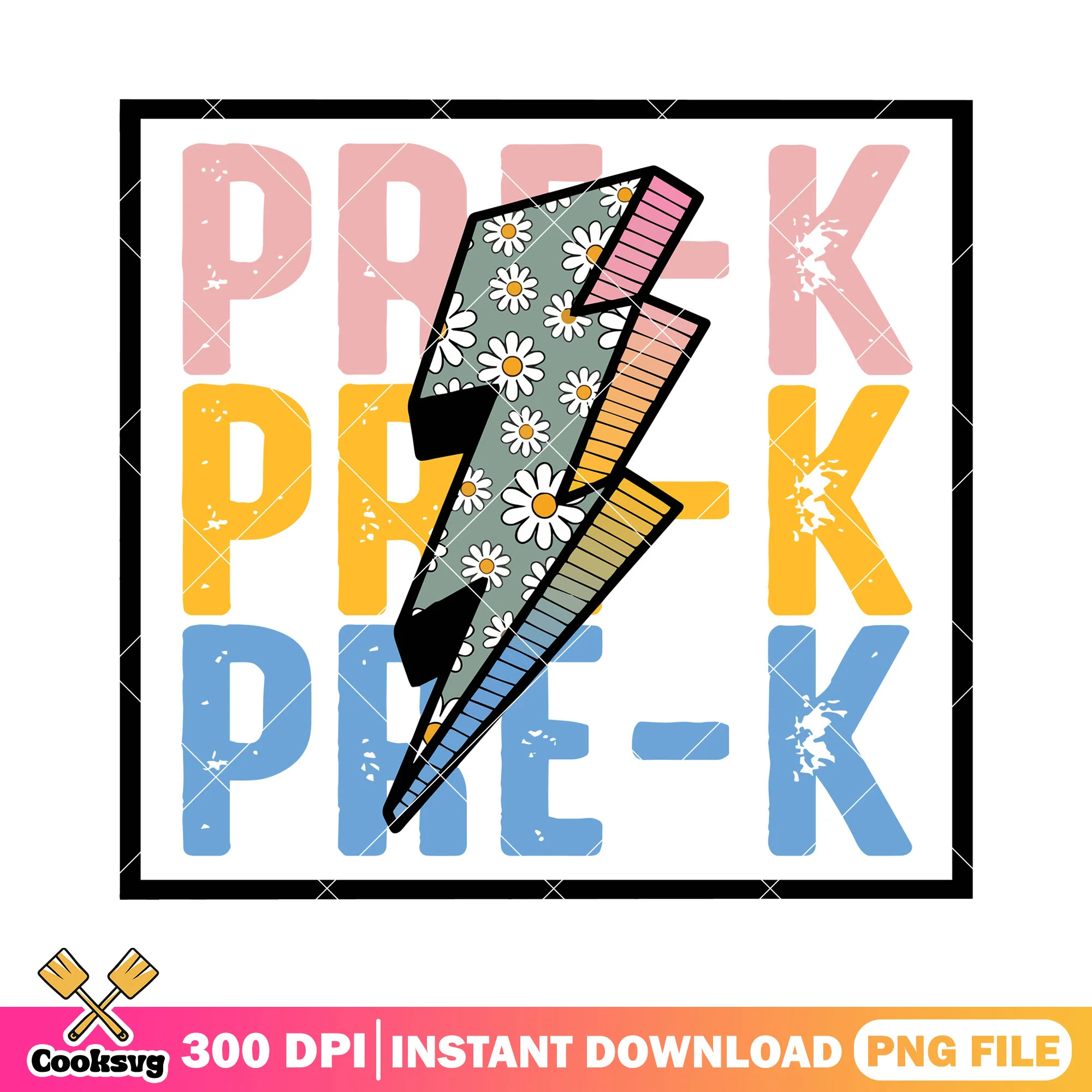 Flower lightning png, pre-k png, happy back to school png