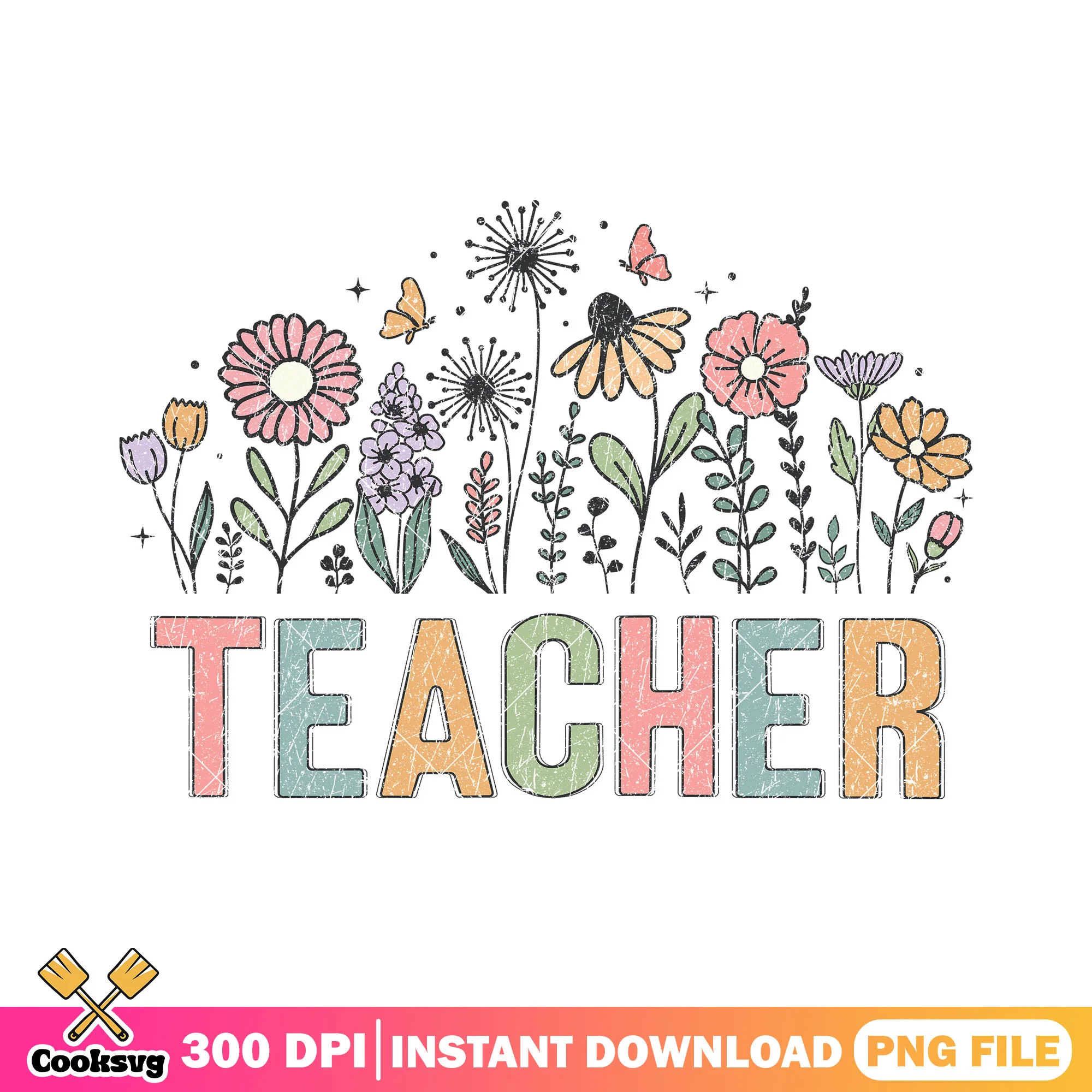 Flower teacher design png, colors flower png, back to school decor png