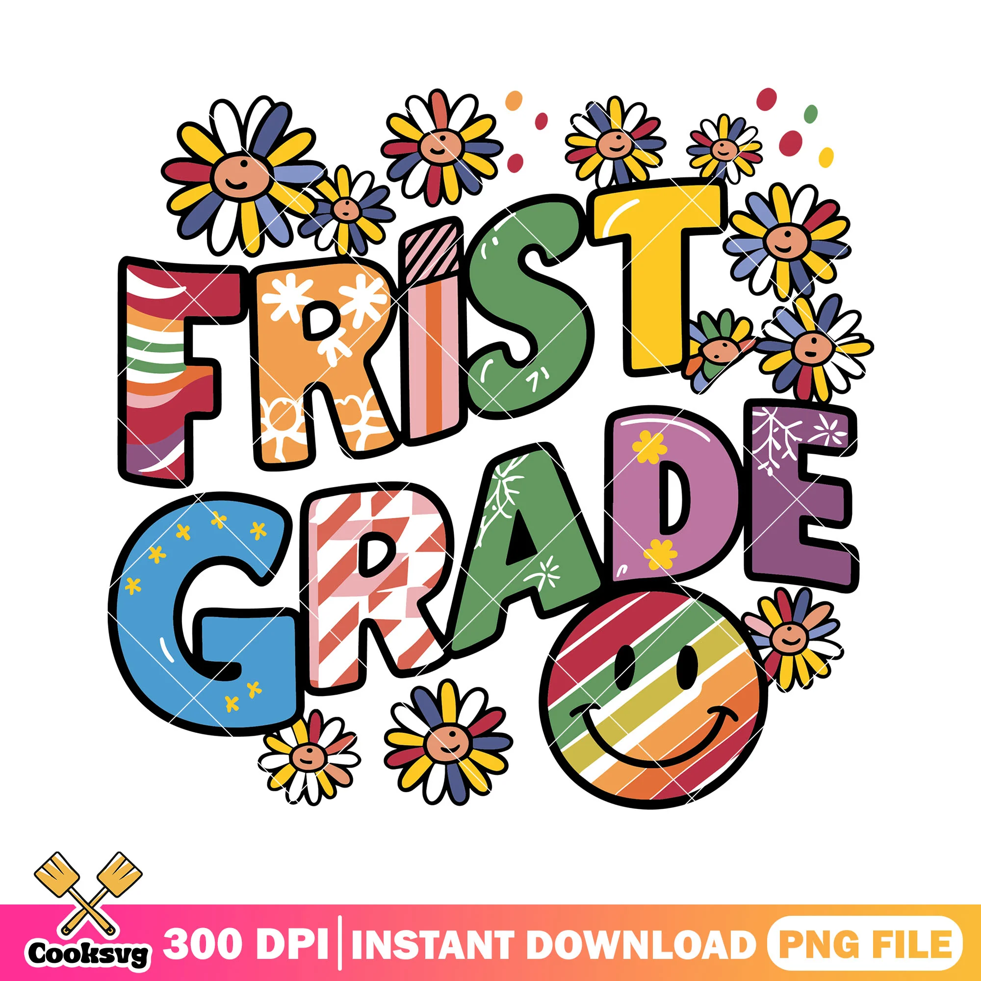 Flowers of first grade png, smile icon png, going back to school png