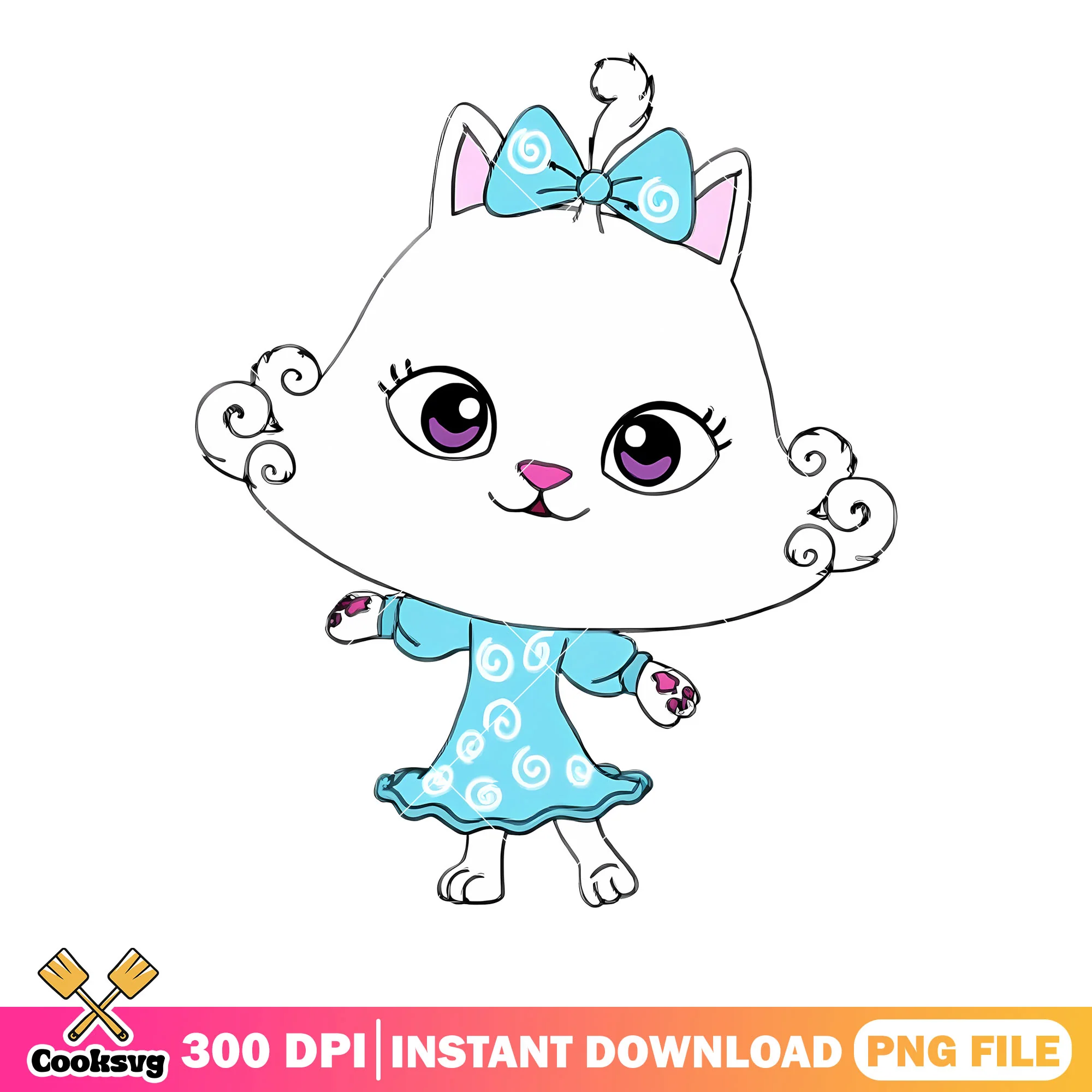 Fluffy Flufferton png, cute kitten png, gabby dollhouse png