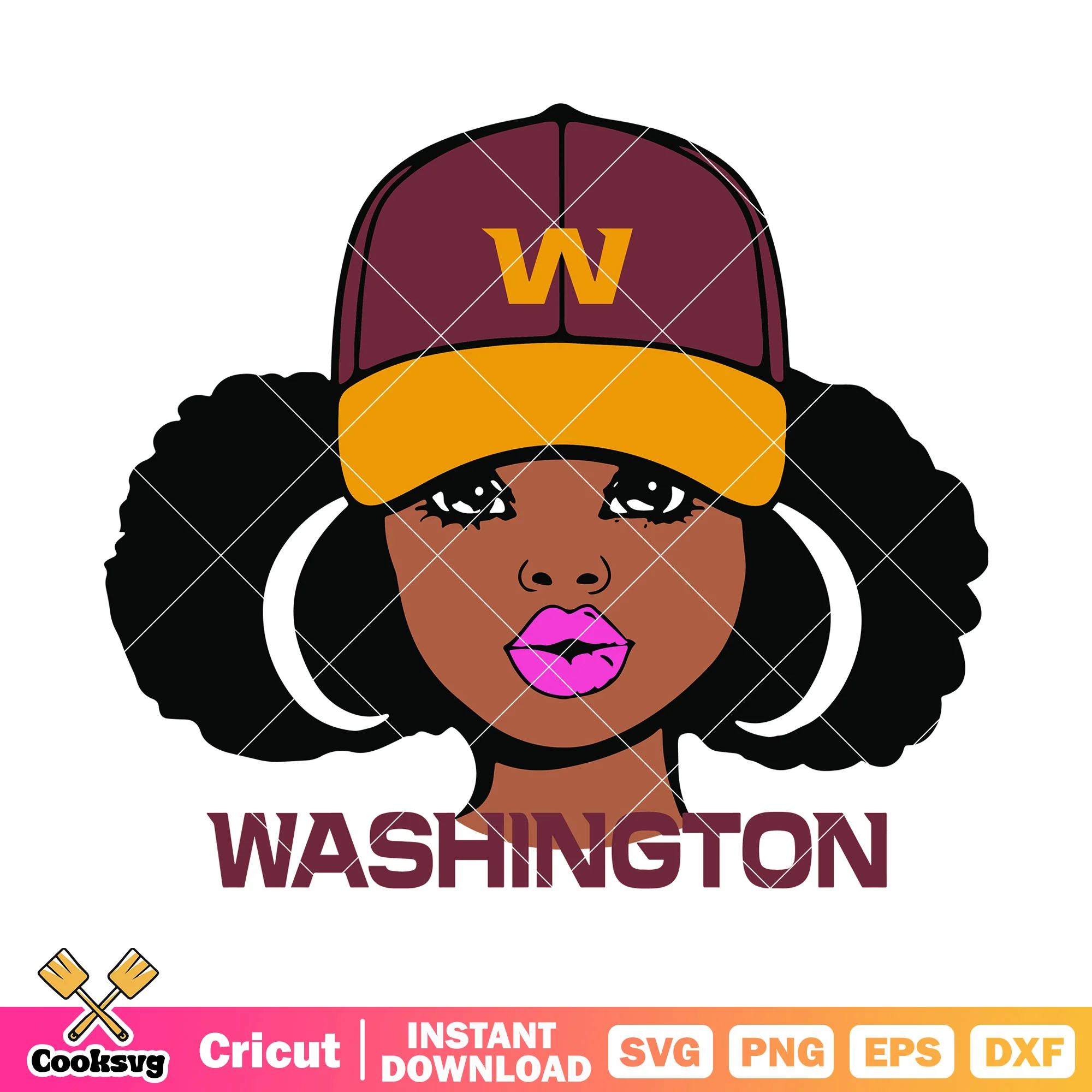 Fluffy hair girl football team svg, redskin svg, nfl cheerleader svg