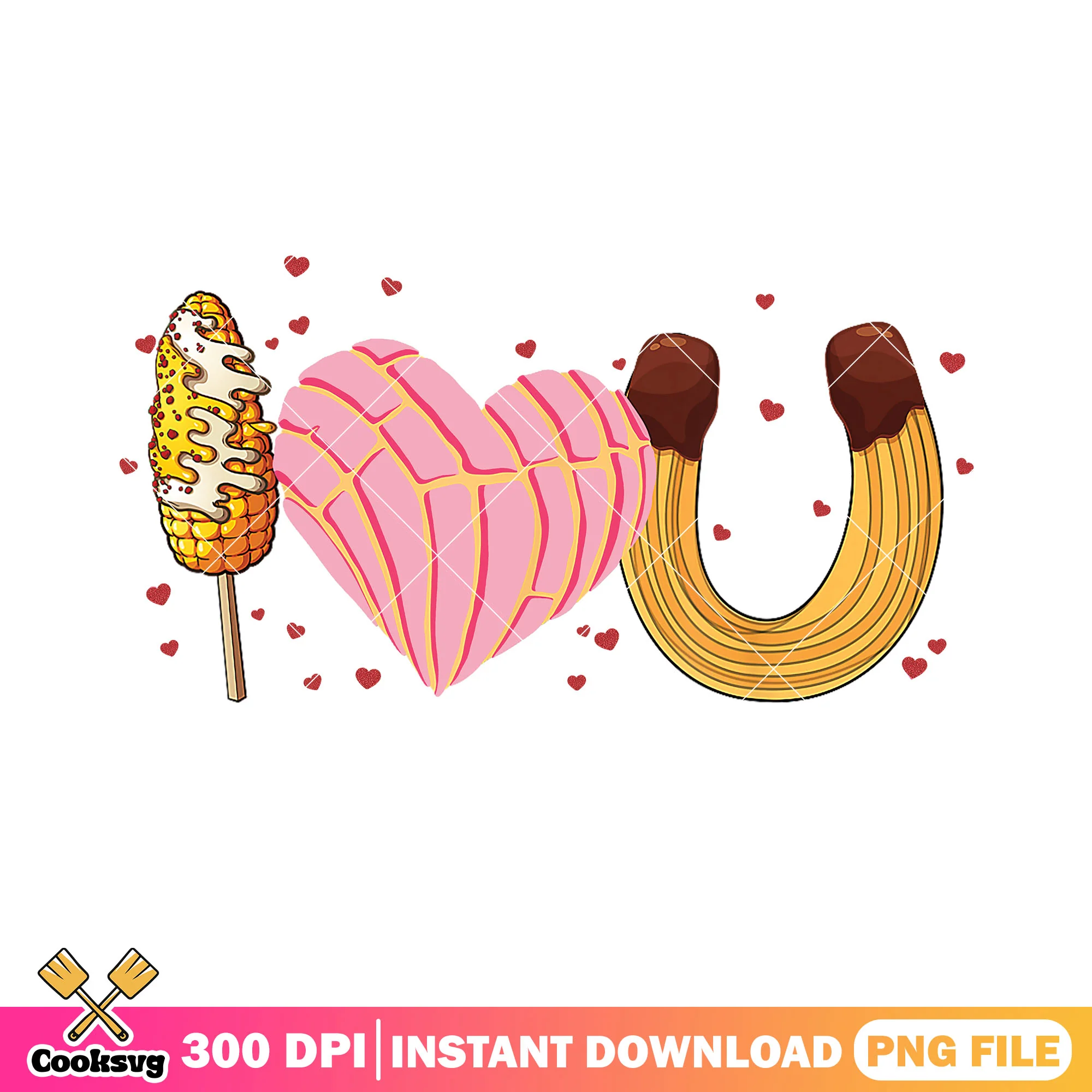 Food style i love you png, valentine poster png, valentine day png