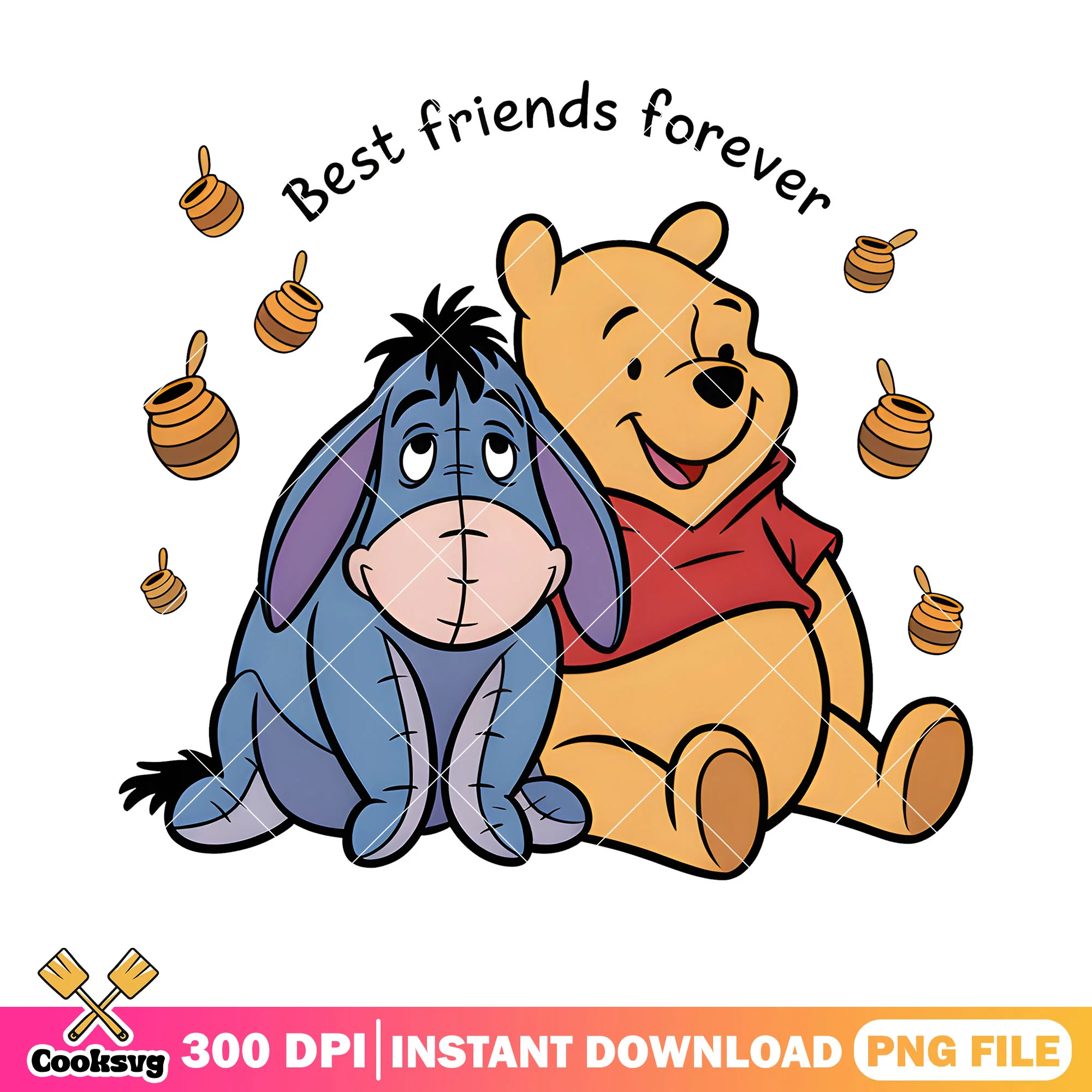 Forever duo honey pot png, pooh bear png, disney eeyore png
