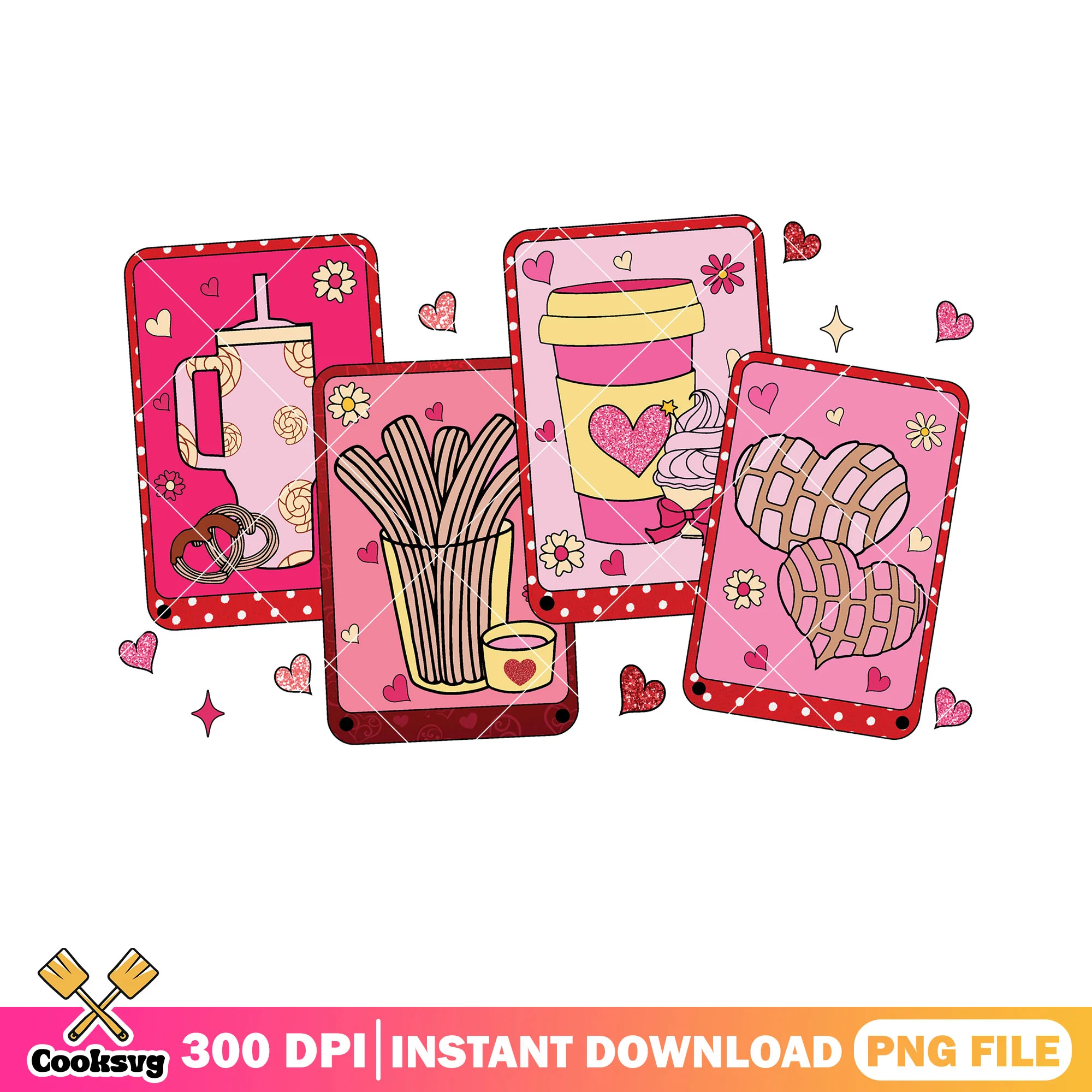 France snack valentines png, valentine coffee png, valentines day png