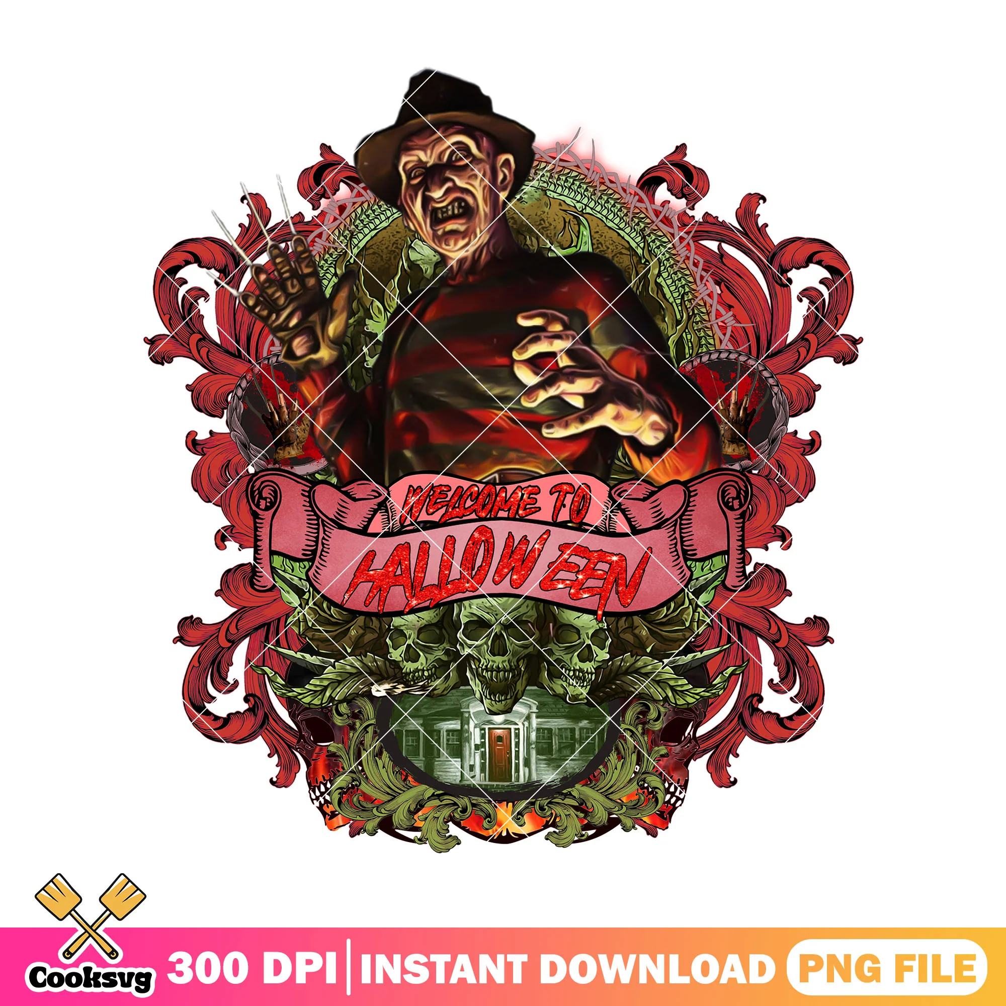 Freddy kueger welcome to halloween png, halloween villains png
