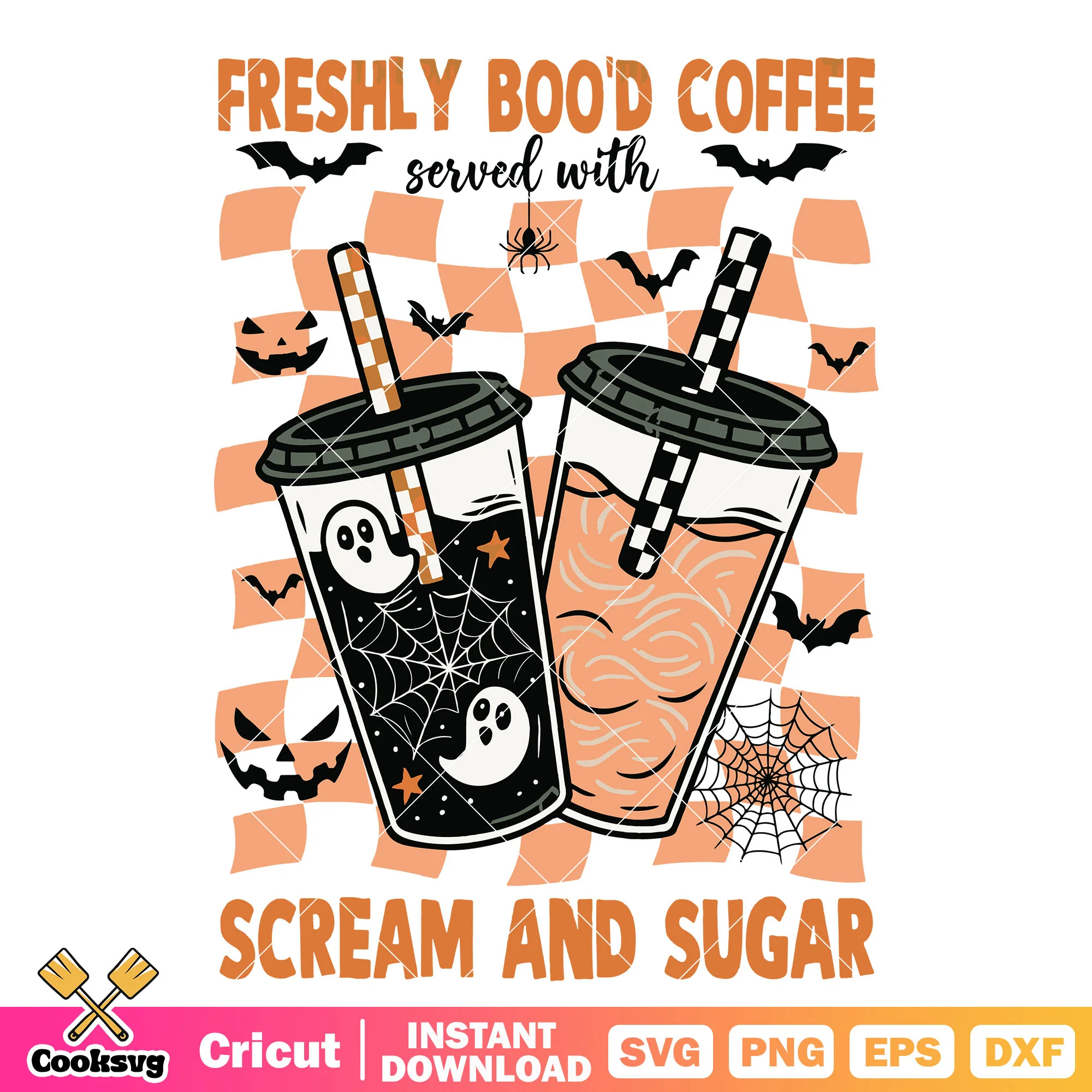 Freshly bood scream coffee svg, coffee halloween svg, spooky coffee svg