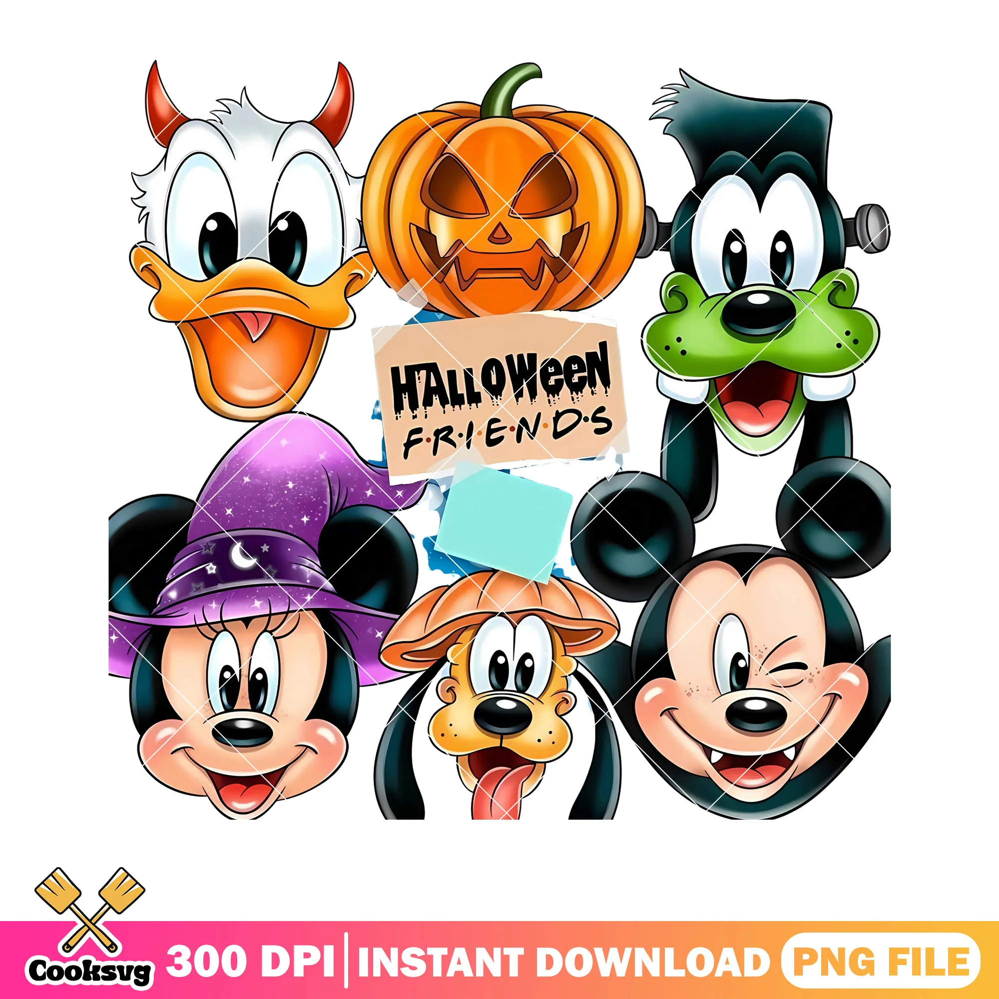 Friend halloween png, wicker pumpkin png, disney character png