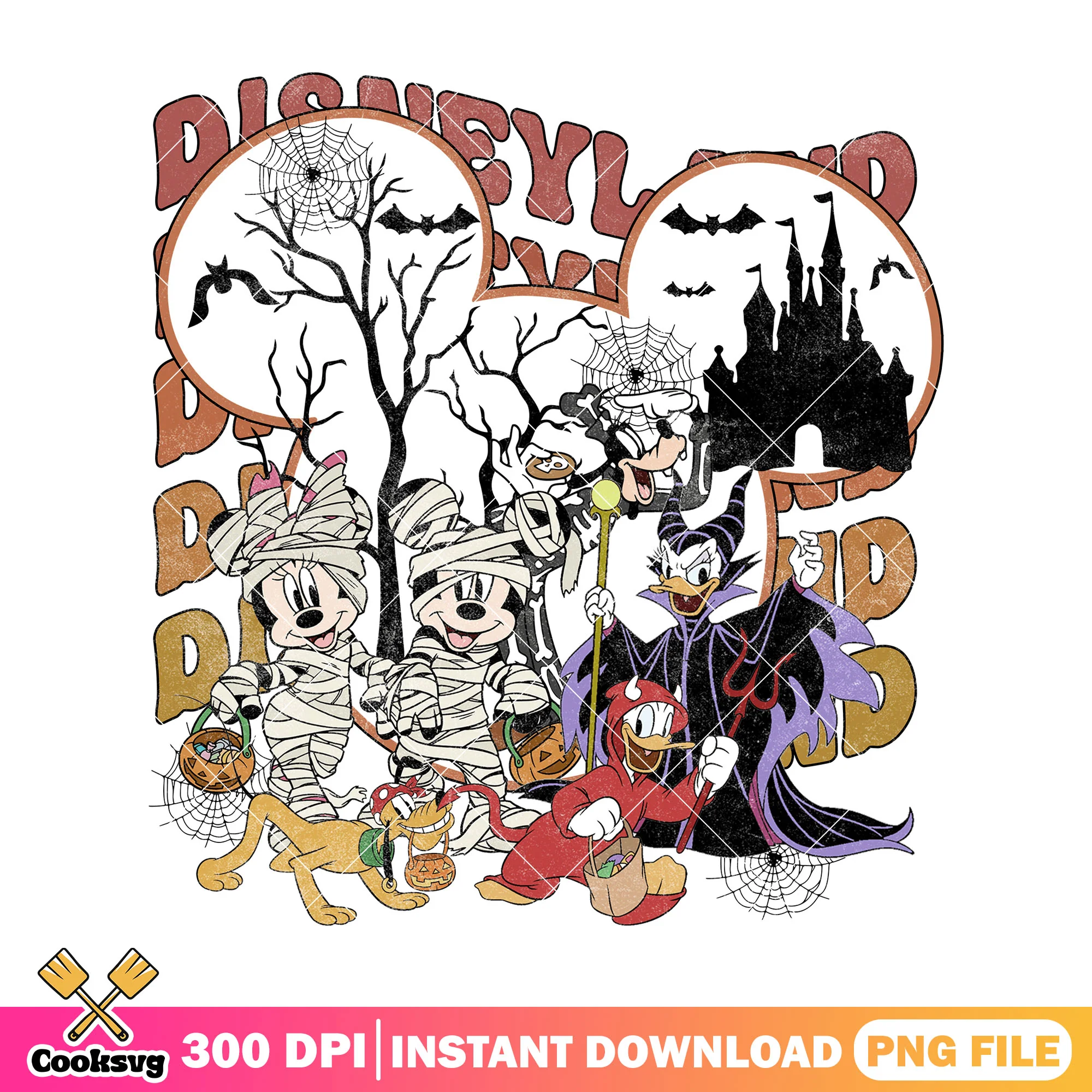Friends and mickey design png, halloween spirit png, disney world png