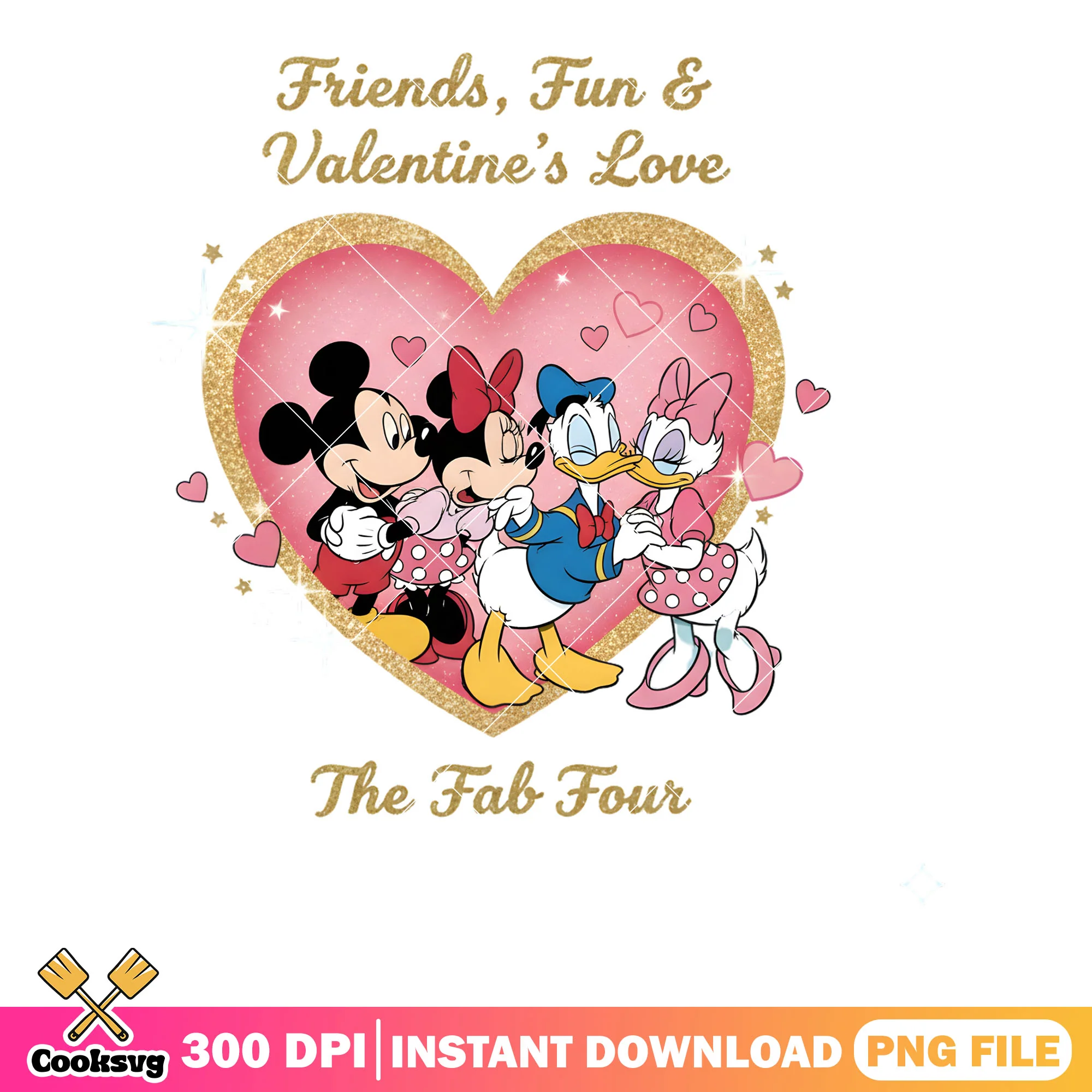 Friends fun valentine love png, valenitines vibes png, disney valentine png