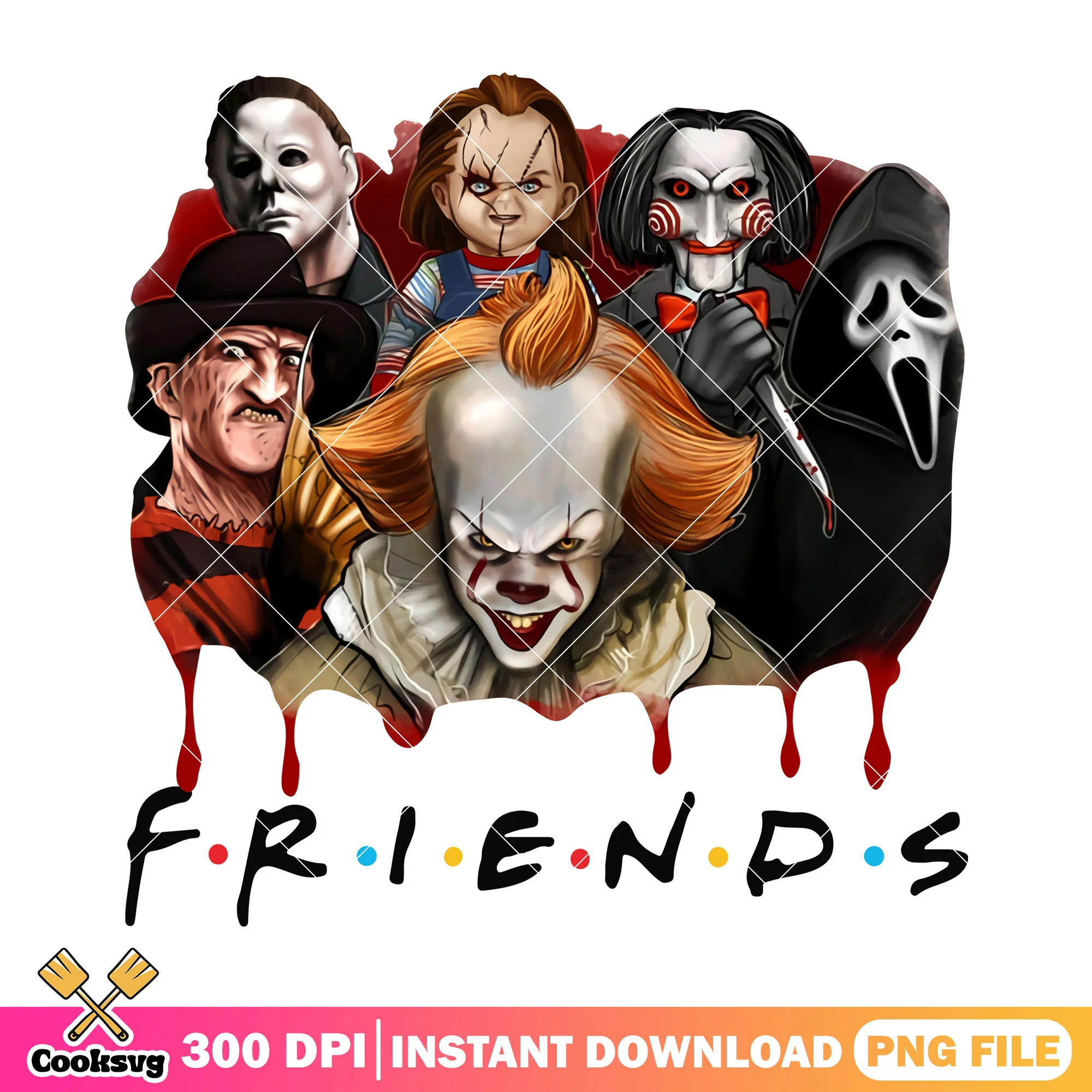 Friends of horror halloween movies  design png, halloween movie characters png
