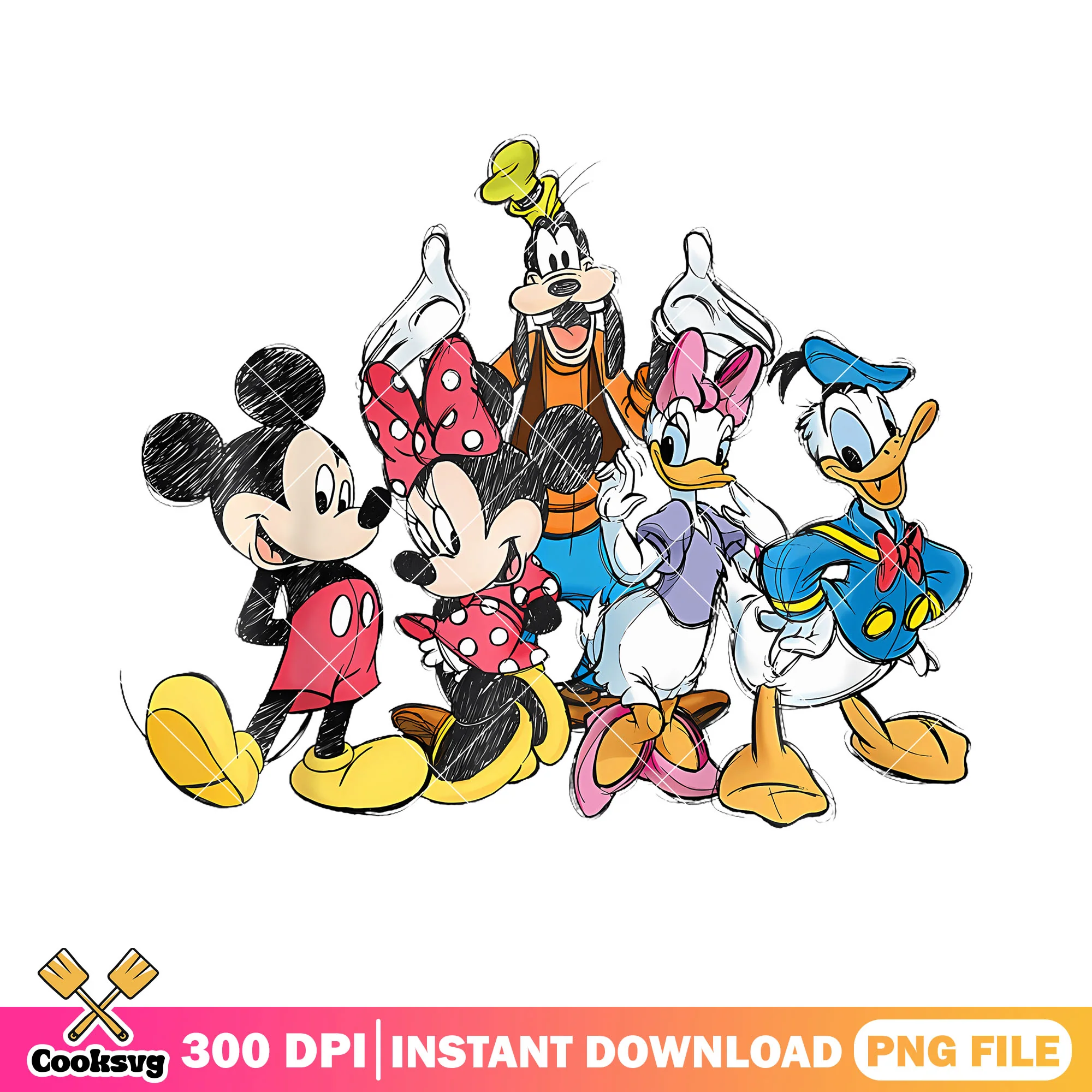 Friends of mickey Sleeve png, mickey characters png, donald duck png