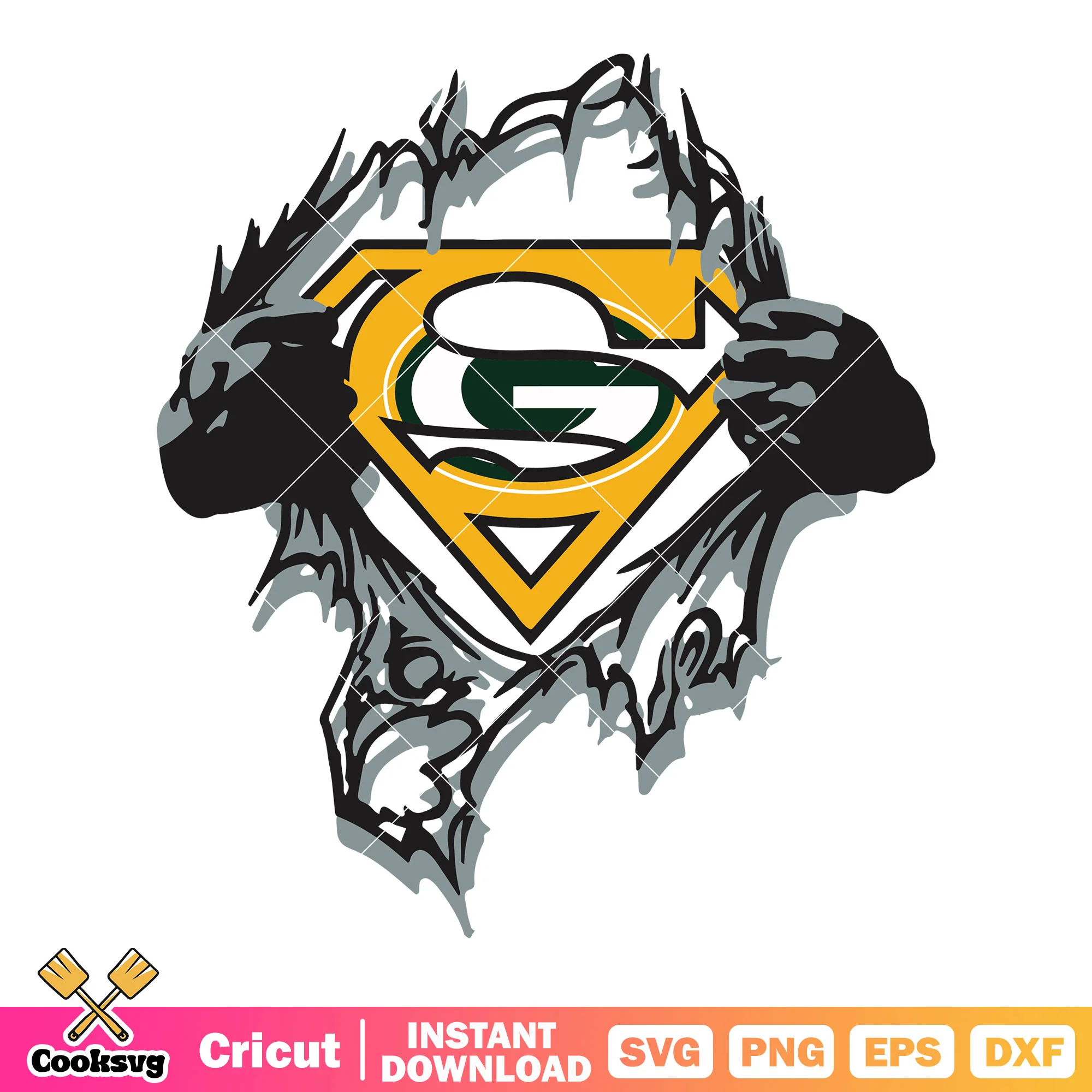 G superman costume football svg, packers svg, nfl teams svg