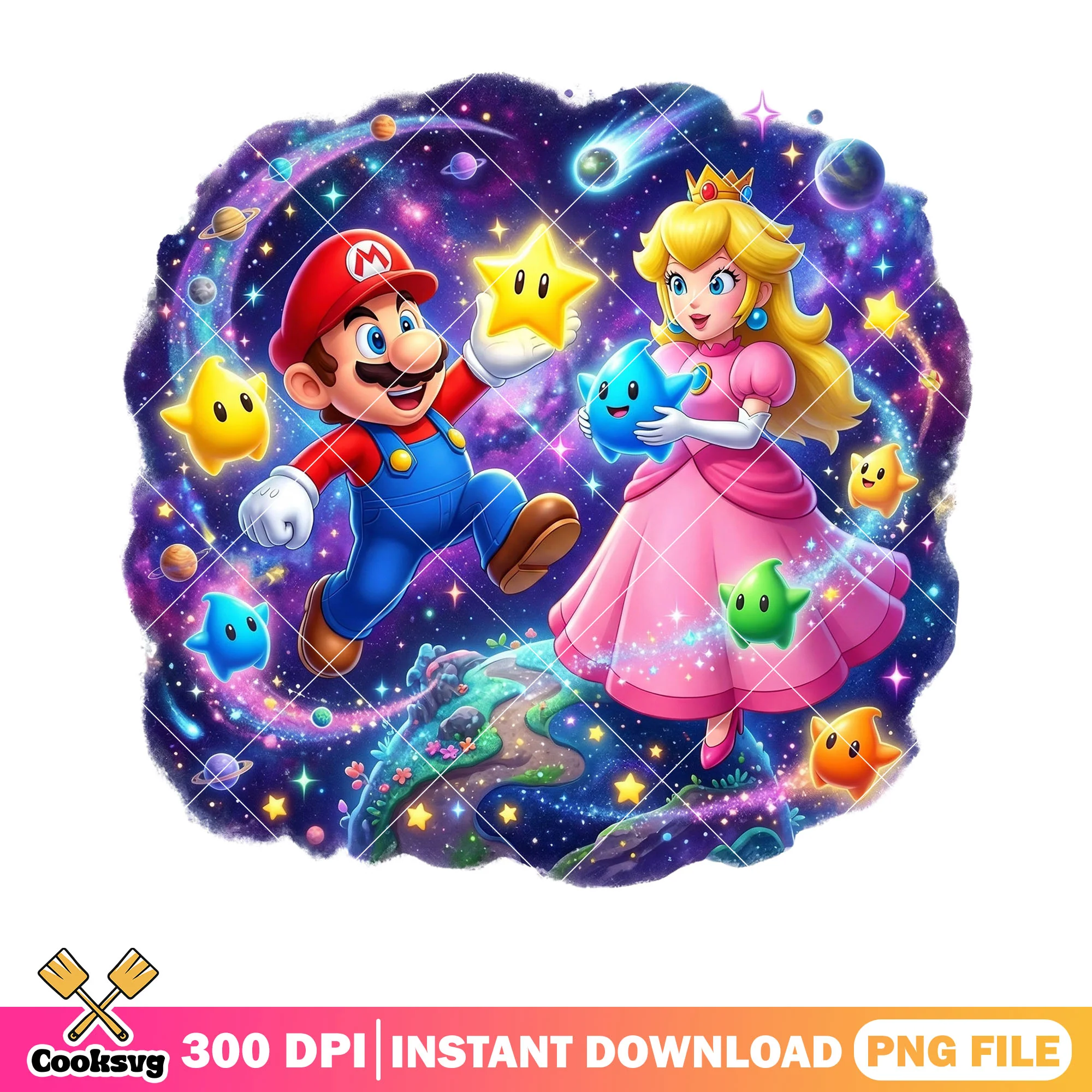 Galaxy couple mario peach png, peach princess png, mario galaxy png