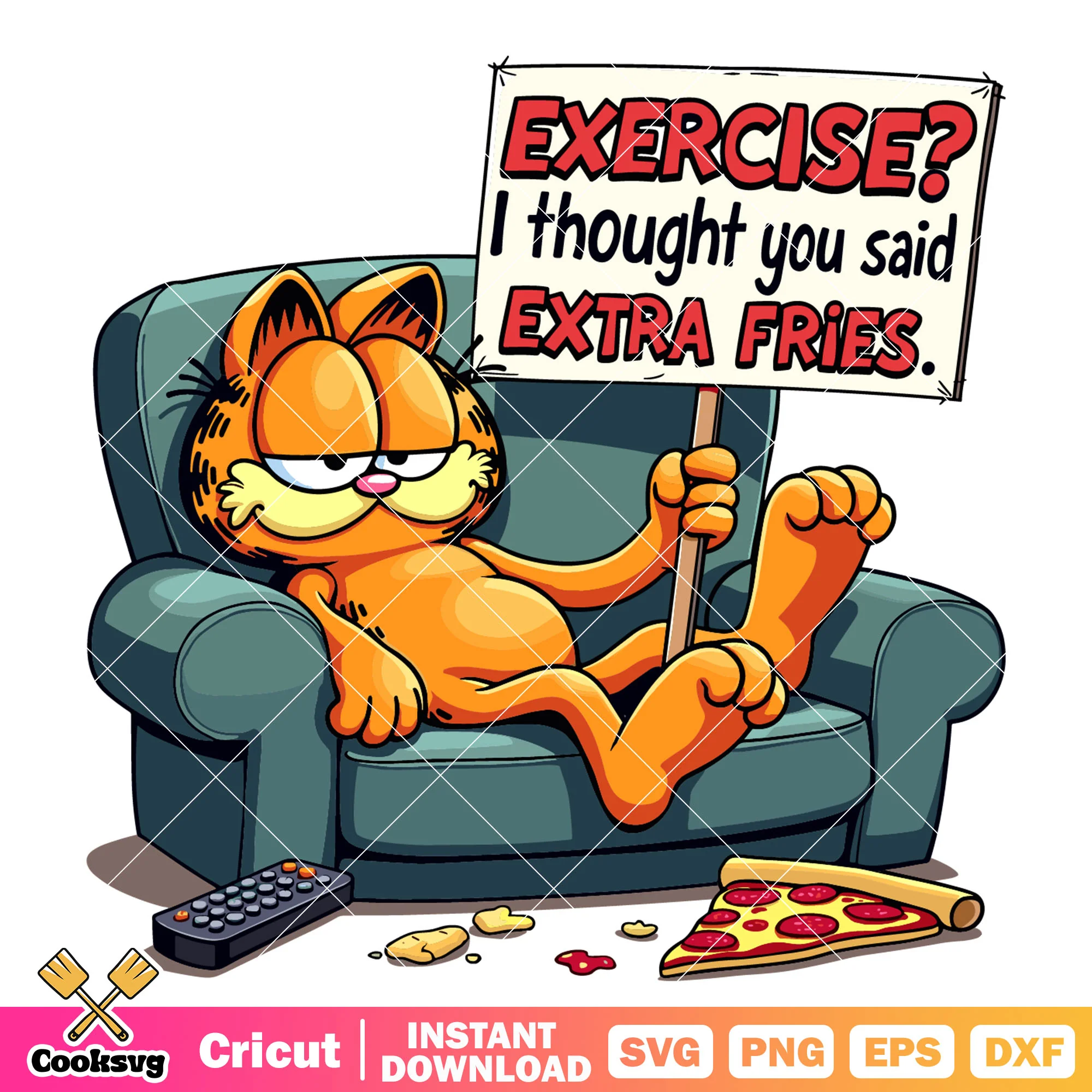 Garfield I thought you said extra fries svg, garfield the cat svg, cat garfield svg