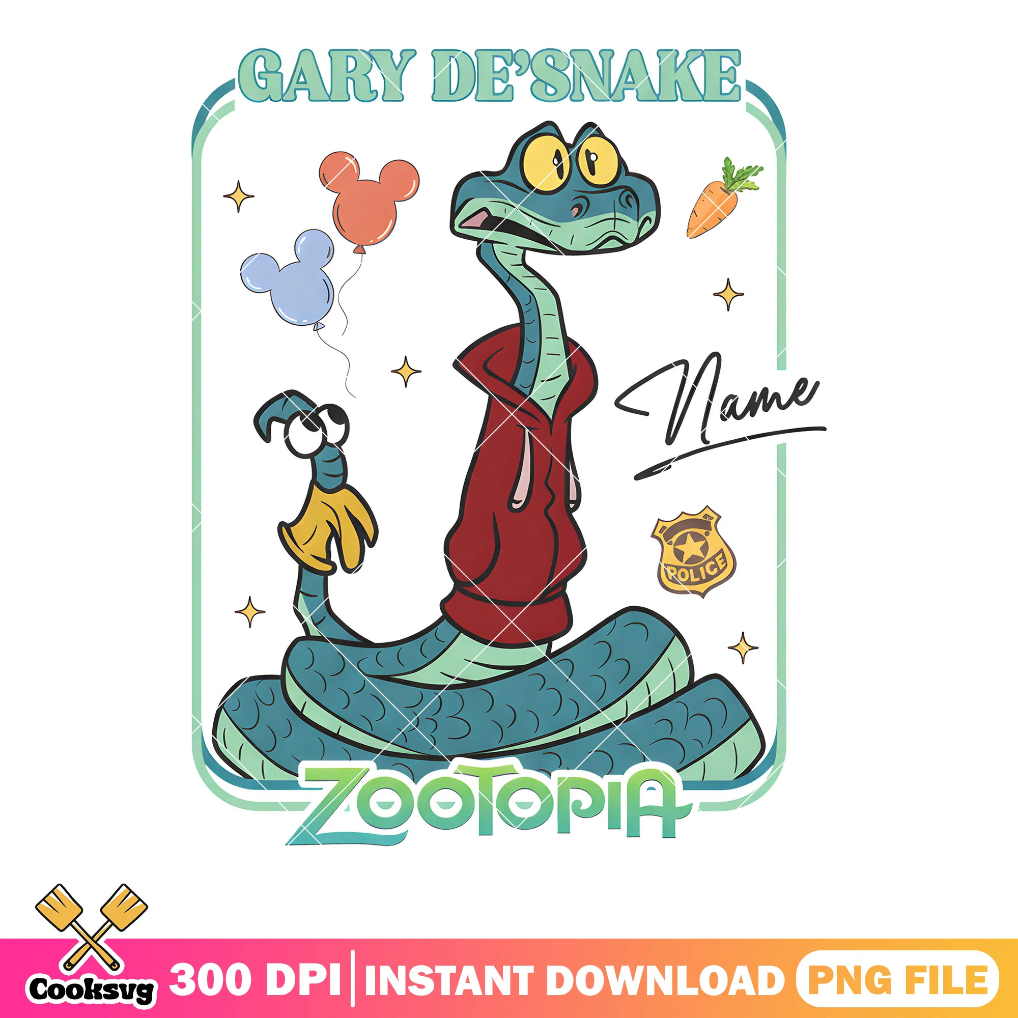 Gary de snake zootopia png, costume hoodie png, so cute design png