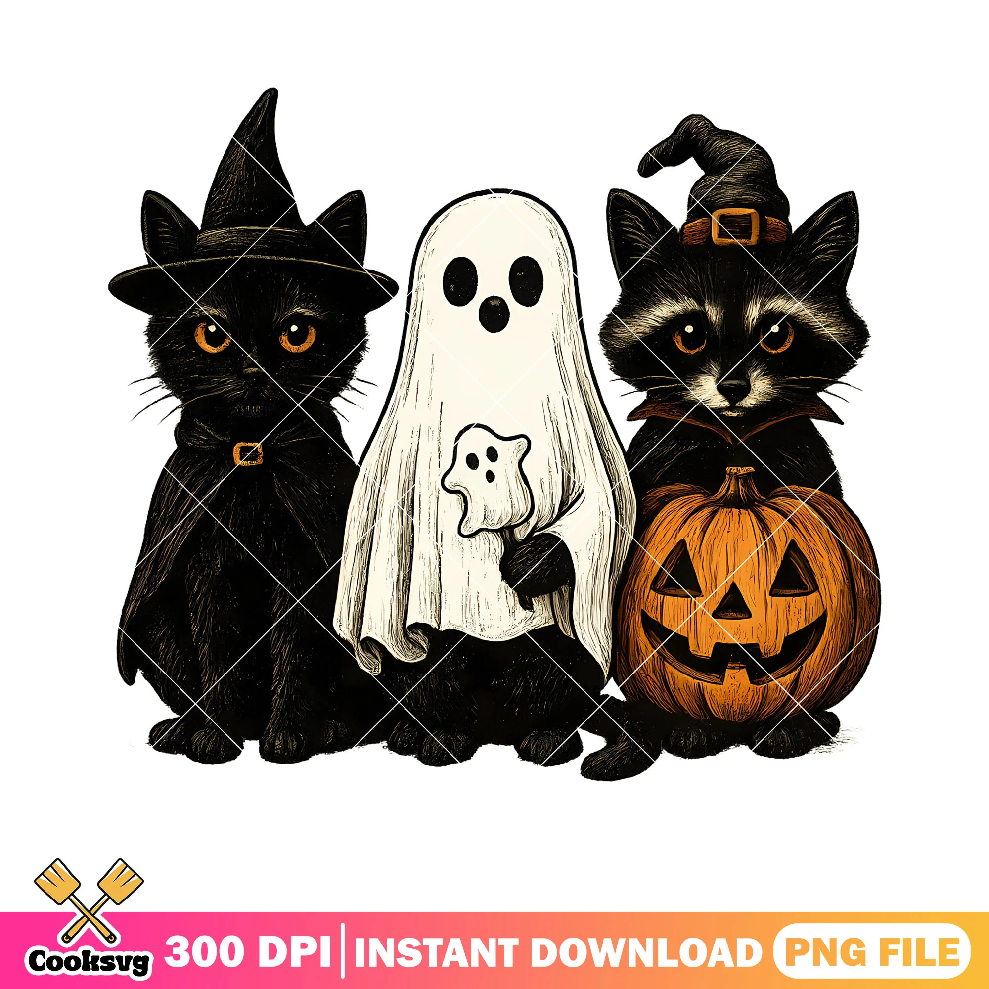 Ghost a racoon png, scary pumpkin halloween png, scary halloween night png