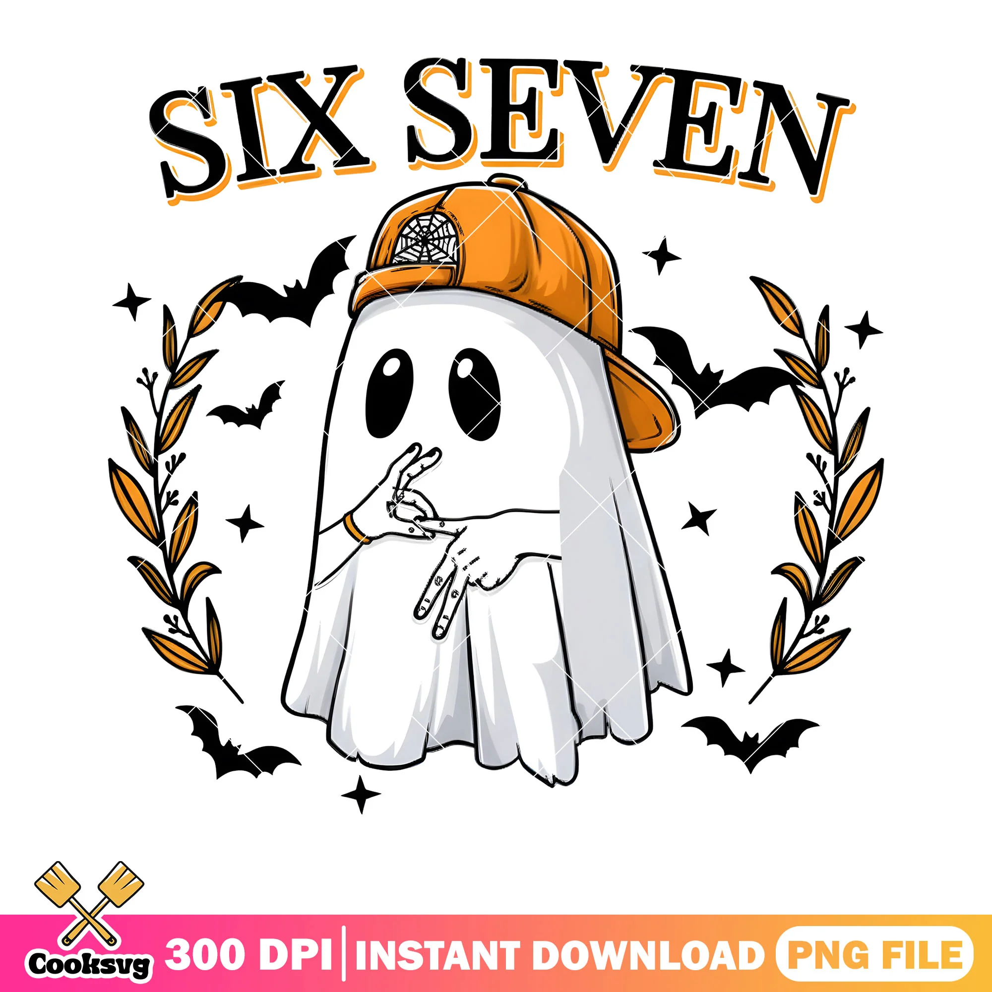 Ghost baby six seven png, 67 funny trend png, halloween ghost png