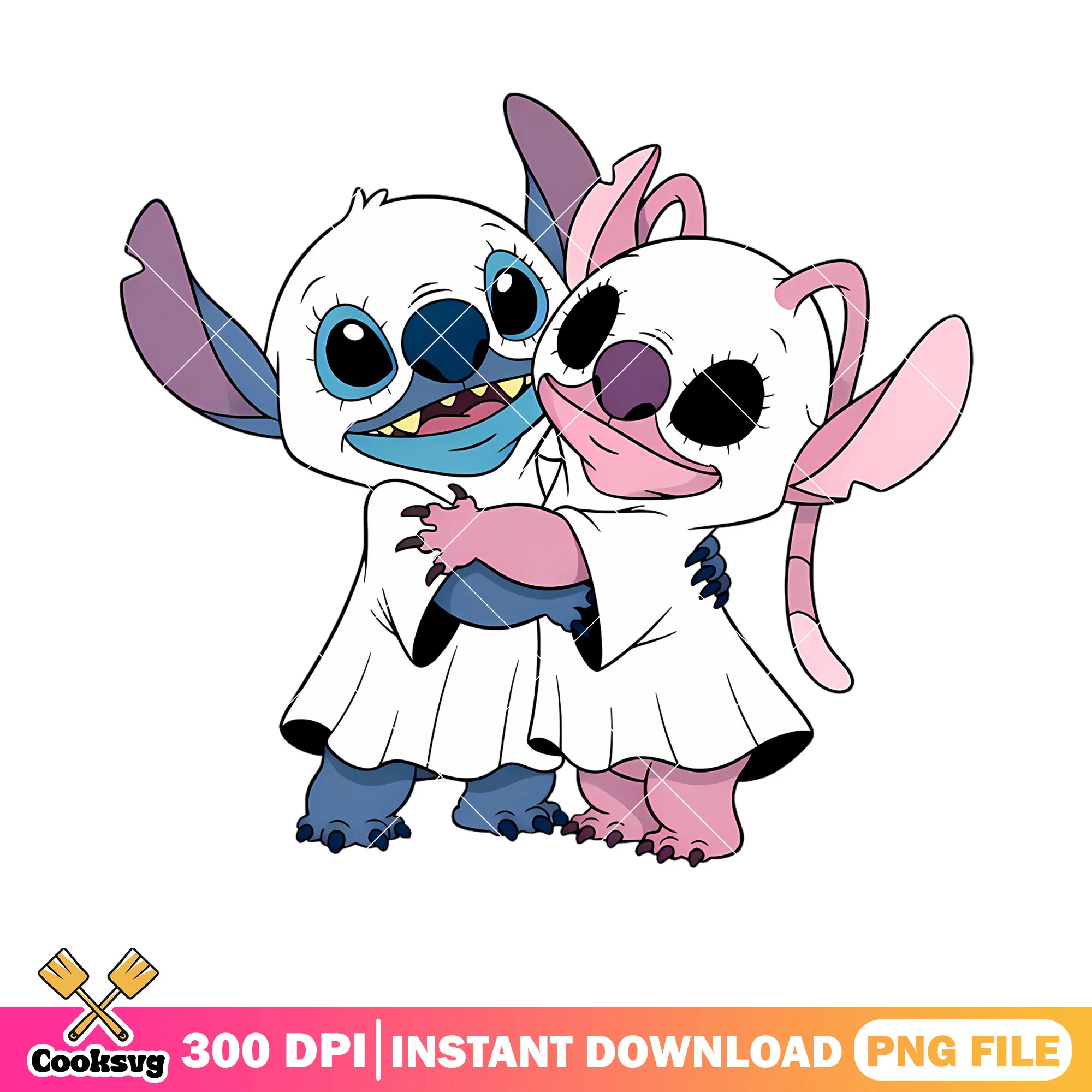 Ghost blanket png, Stich and angel png, disney halloween png