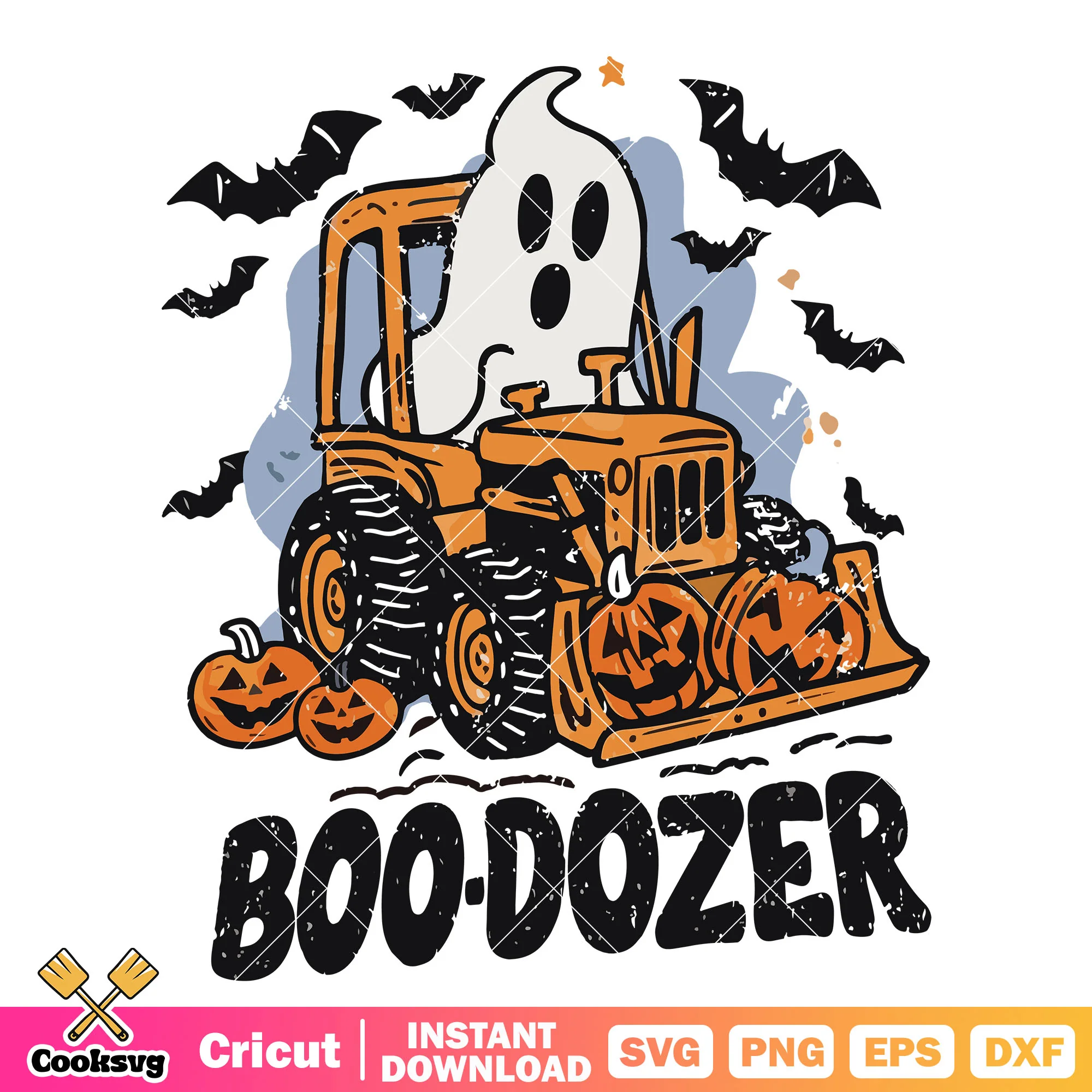 Ghost boo dozer pumpkin svg, ghost halloween svg, halloween pumpkin svg