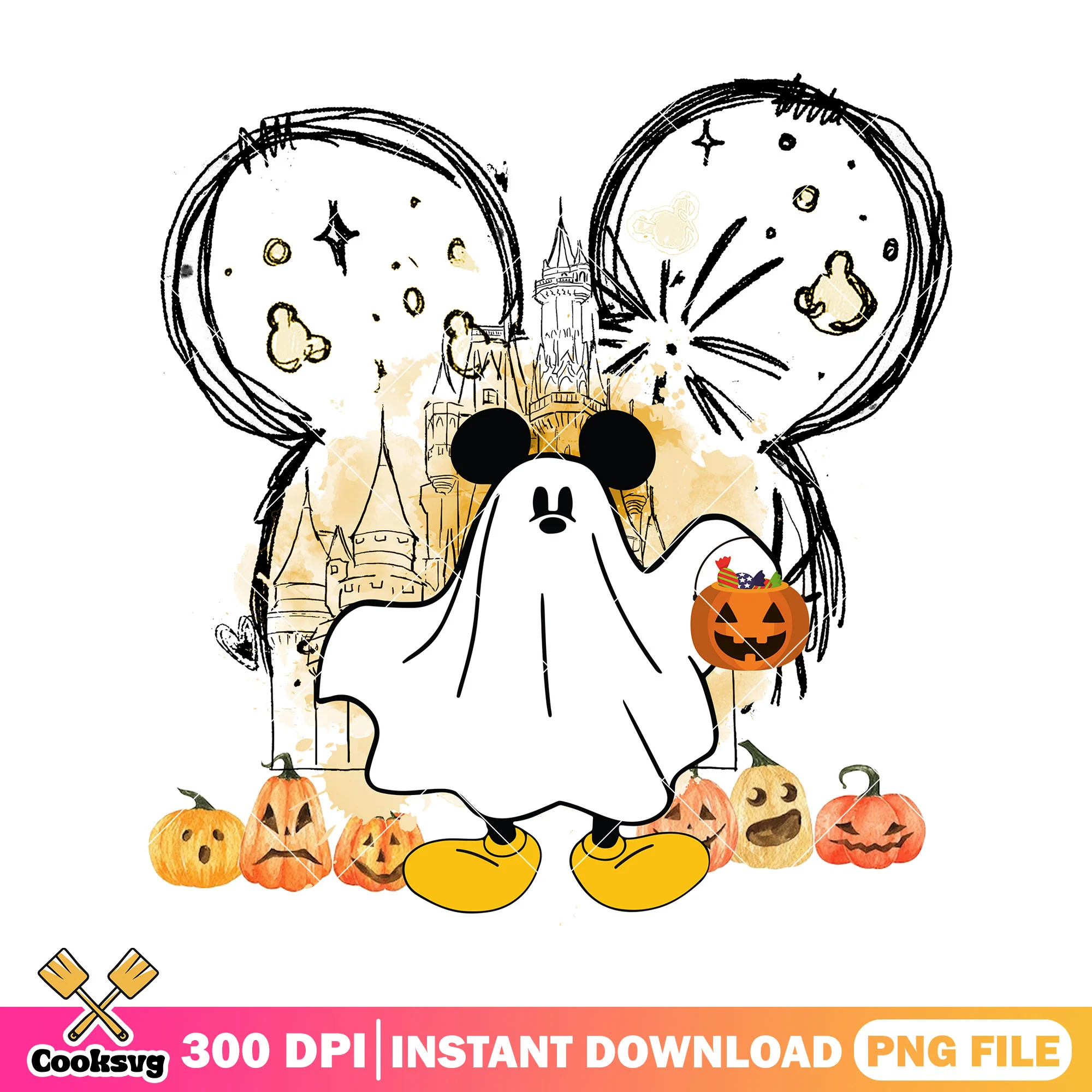 Ghost costume mickey png, halloween art png, happy mickey png