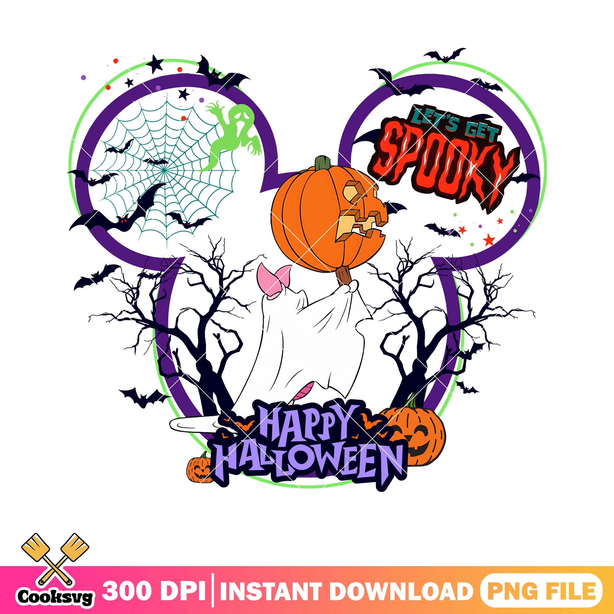 Ghost costume png, winnie the pooh character png, creepy halloween png
