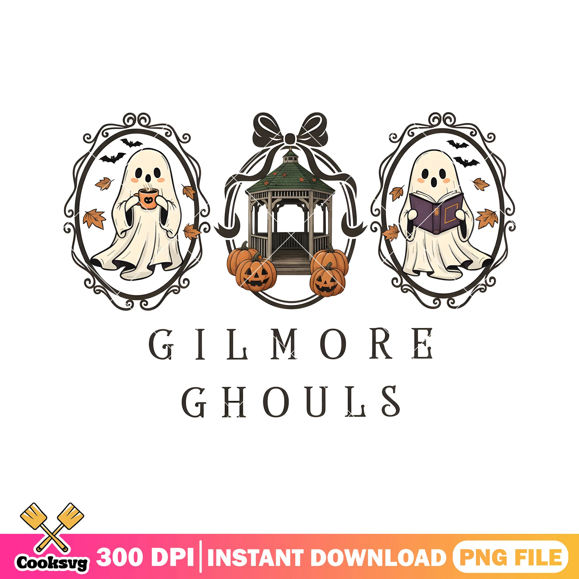 Ghost in mirror png, black bow tie png, jack o lantern png
