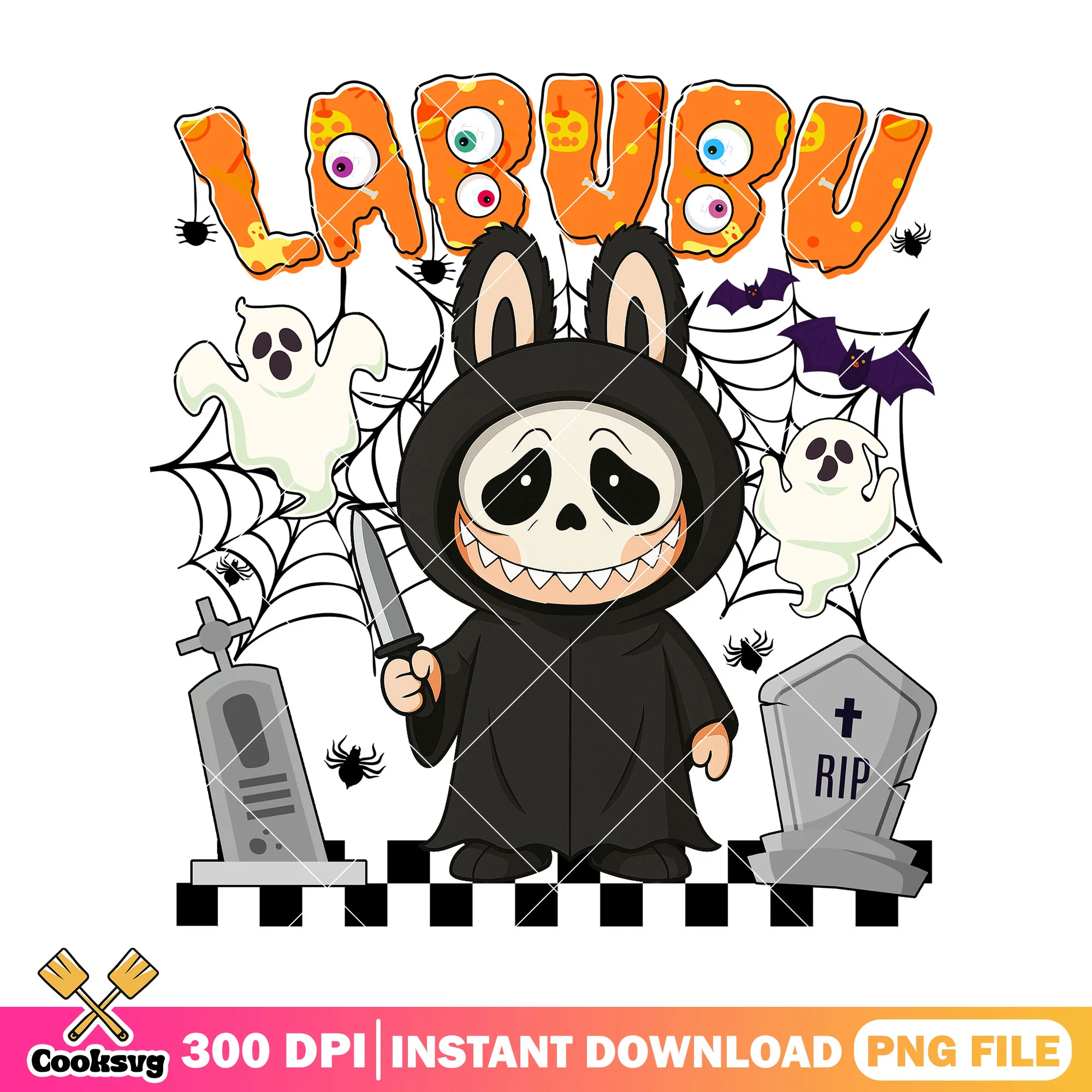 Ghost labubu cute png, labubu halloween png, labubu near me png