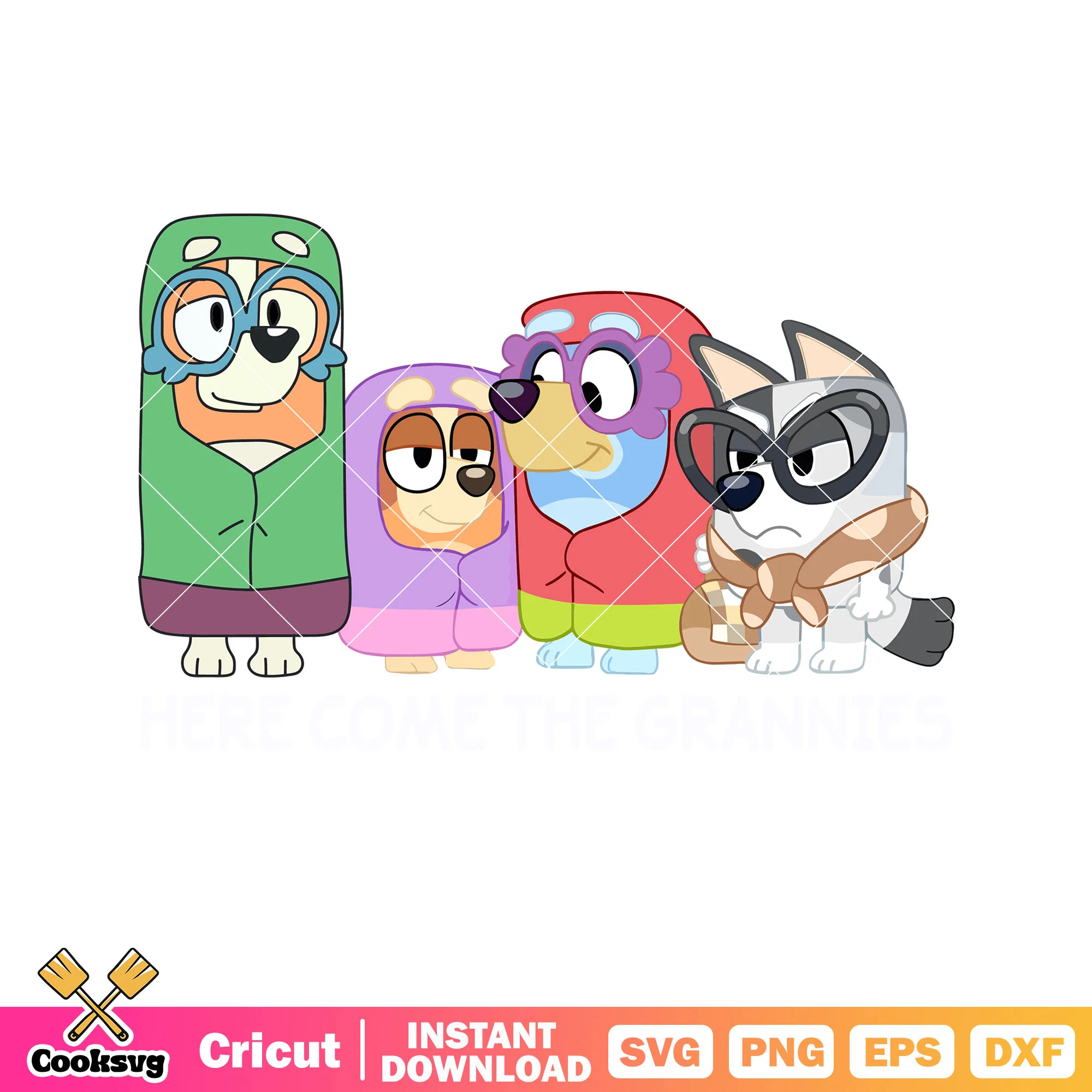 Ghostbasket bluey come the gannies svg, bluey blanket svg, bluey friends svg