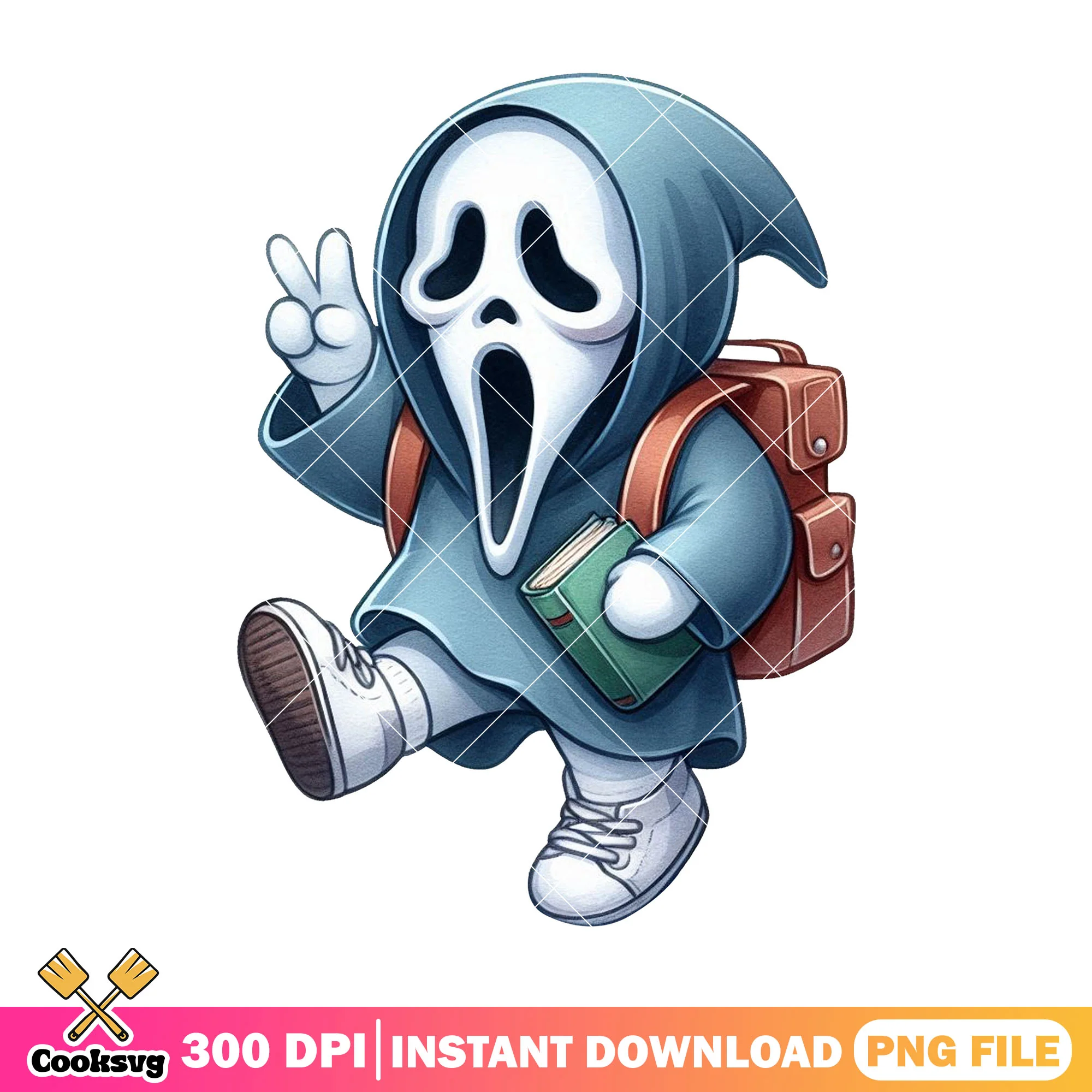 Ghostface chibi design png, happy back to school png, ghostface cute png