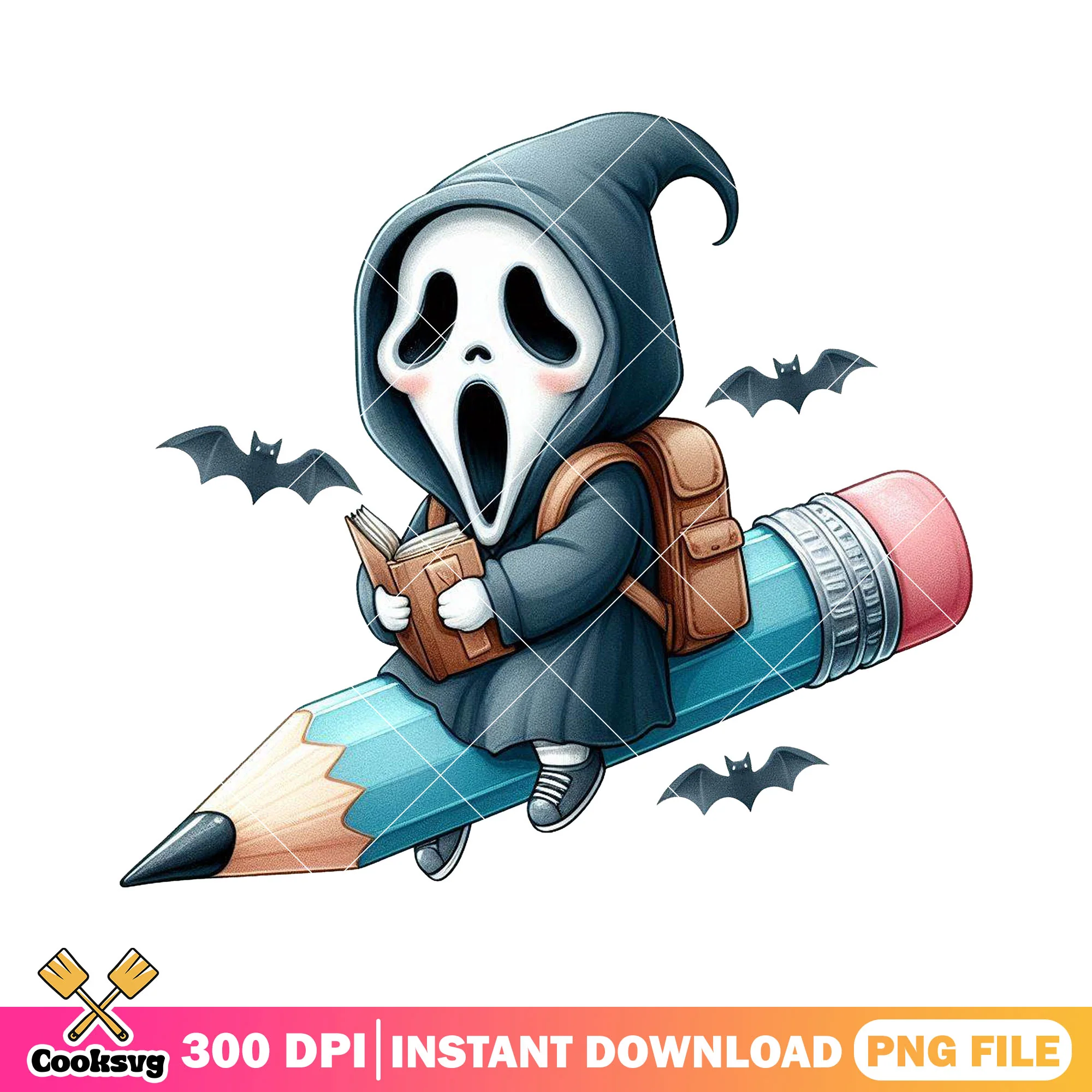 Ghostface with pencil png, going back to school png, ghostface png