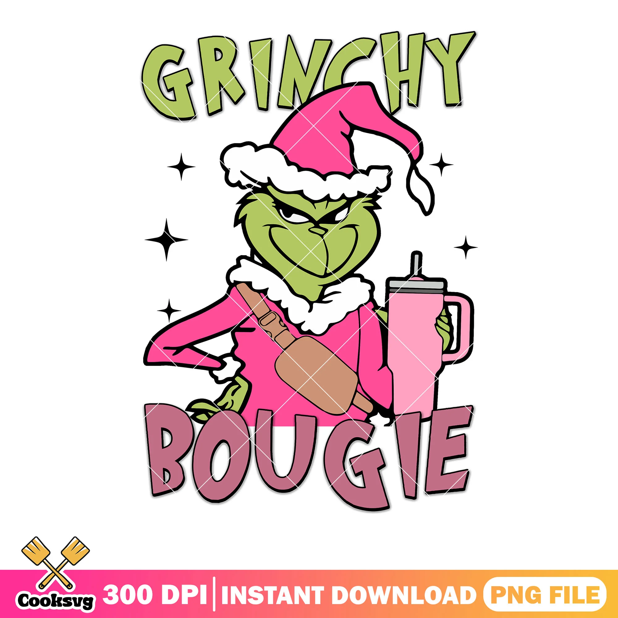 Ginchy bougie christmas png, christmas vibes png, the grinch png