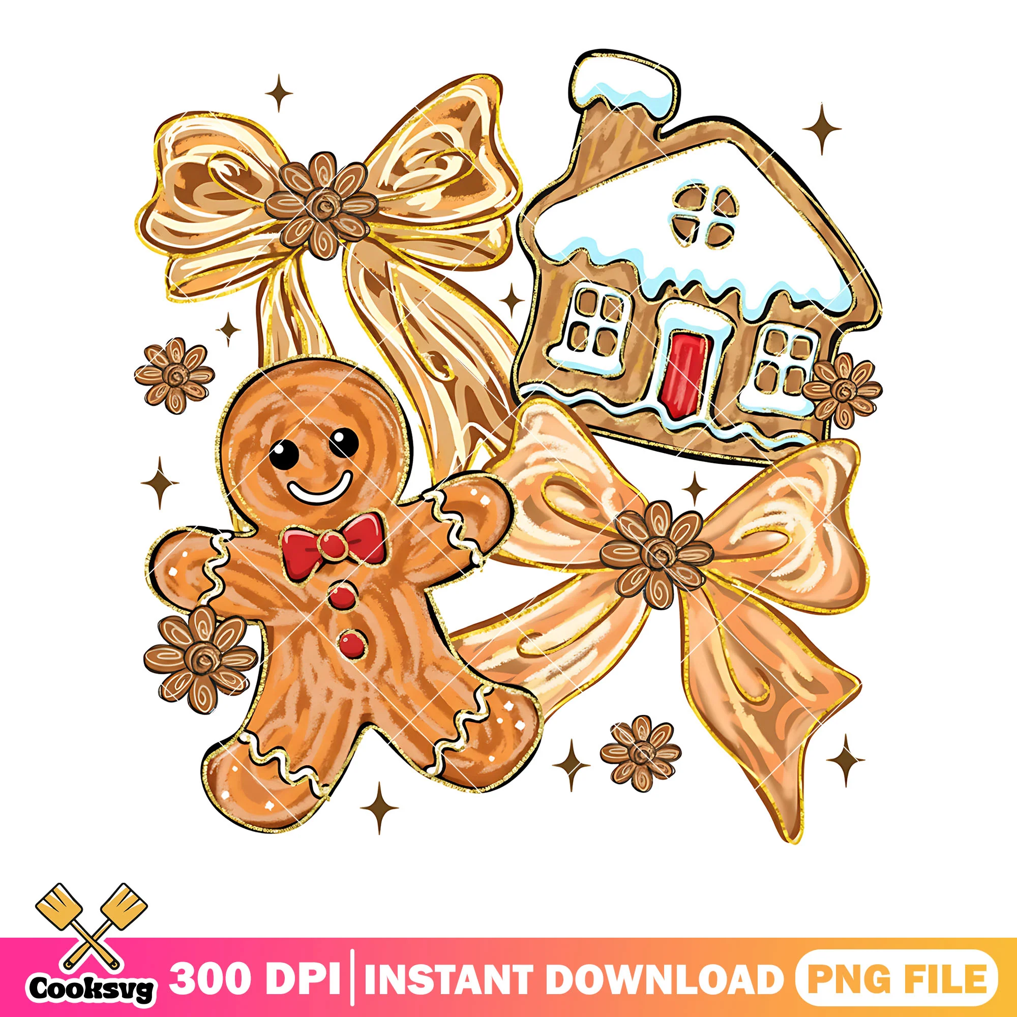 Gingerbread man png, merry christmas png, gingerbread house png