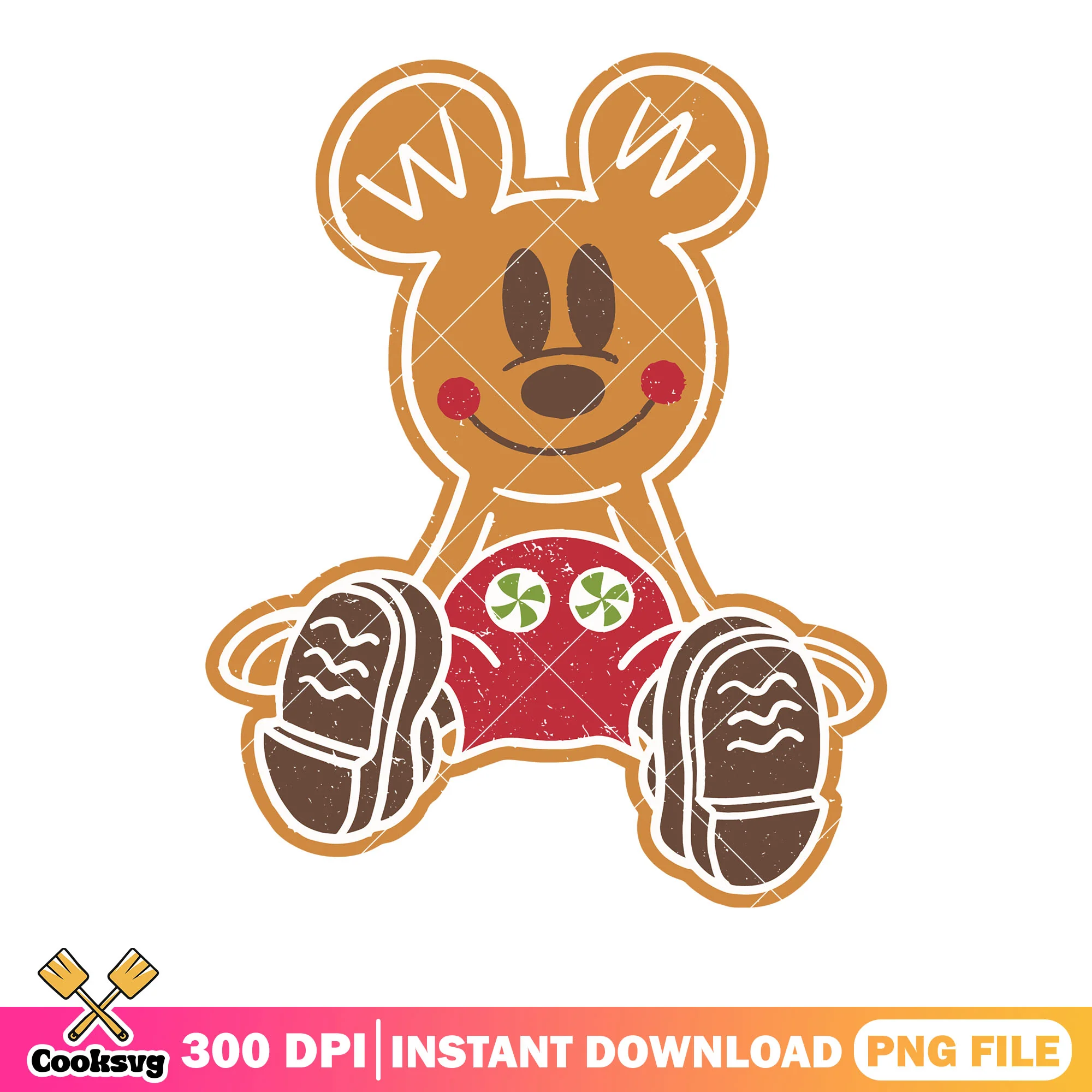 Gingerbread mickey man png, disney christmas png, mickey and friends png