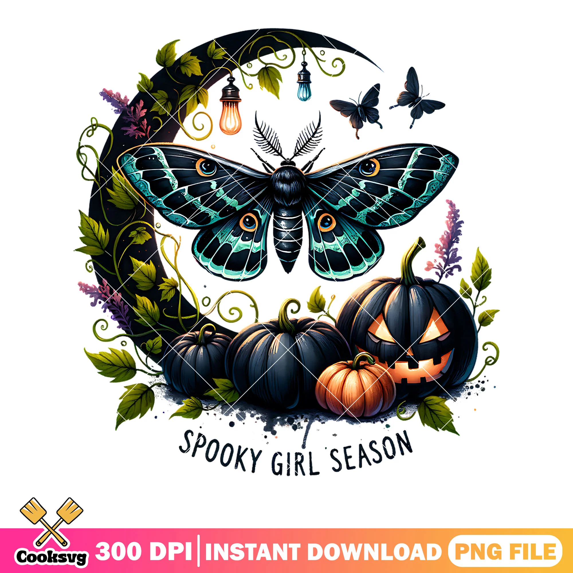 Girl season spooky png, jack o latern png, scary halloween png