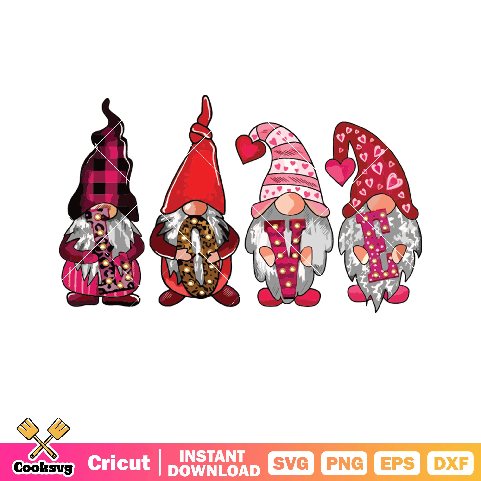 Gnomies love valentines day pink svg, gnome valentine svg