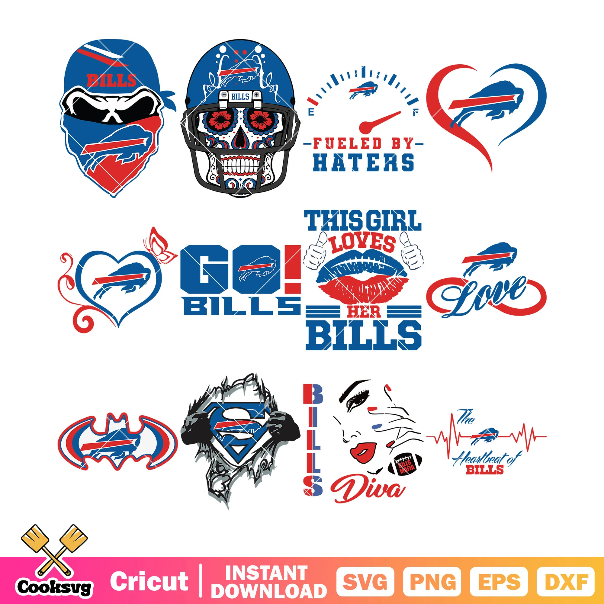 Go bills bundle svg, bills buffalow bundle svg, fueled by hate bundle svg