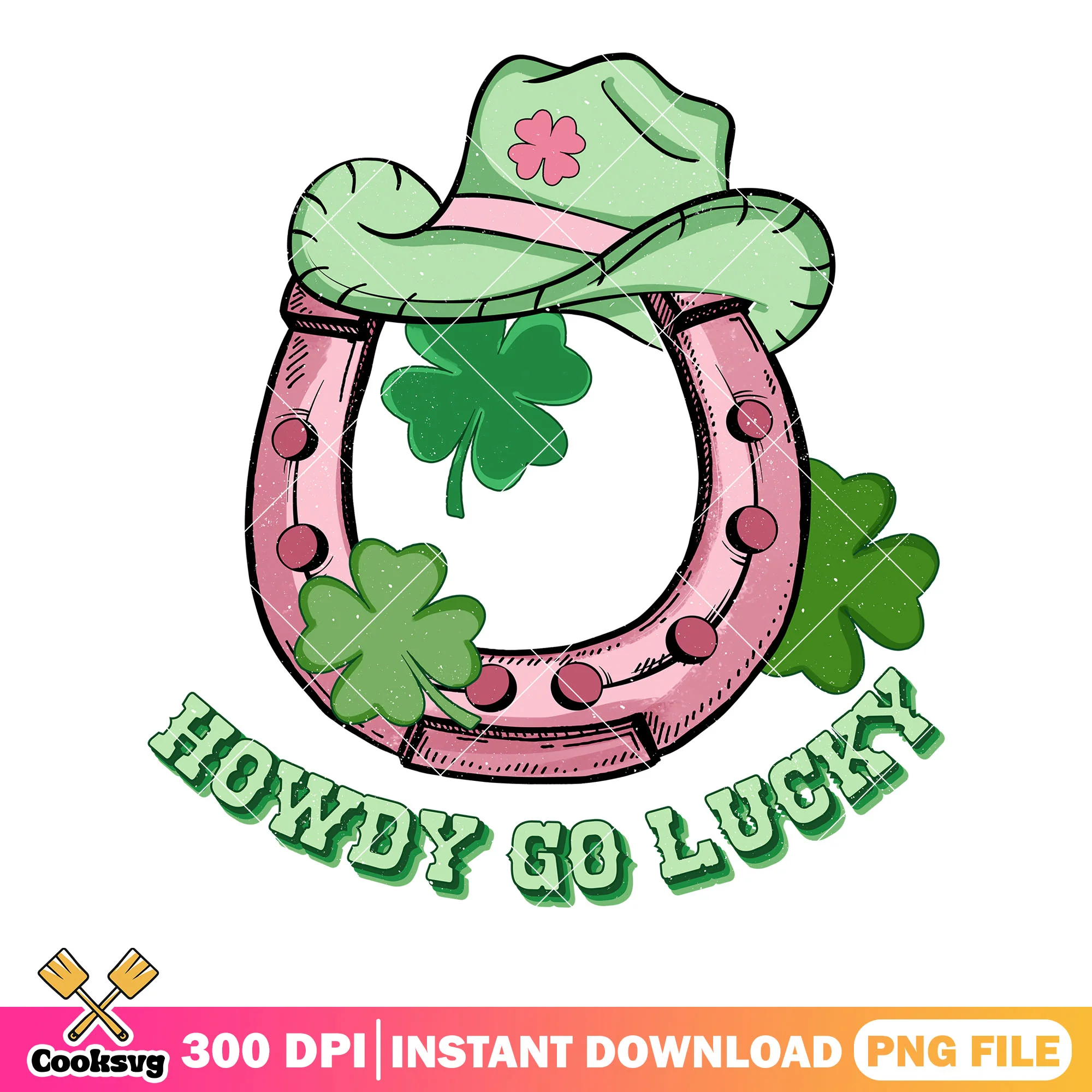Go lucky cowboy png, cowboy vibes png, saint patricks day png