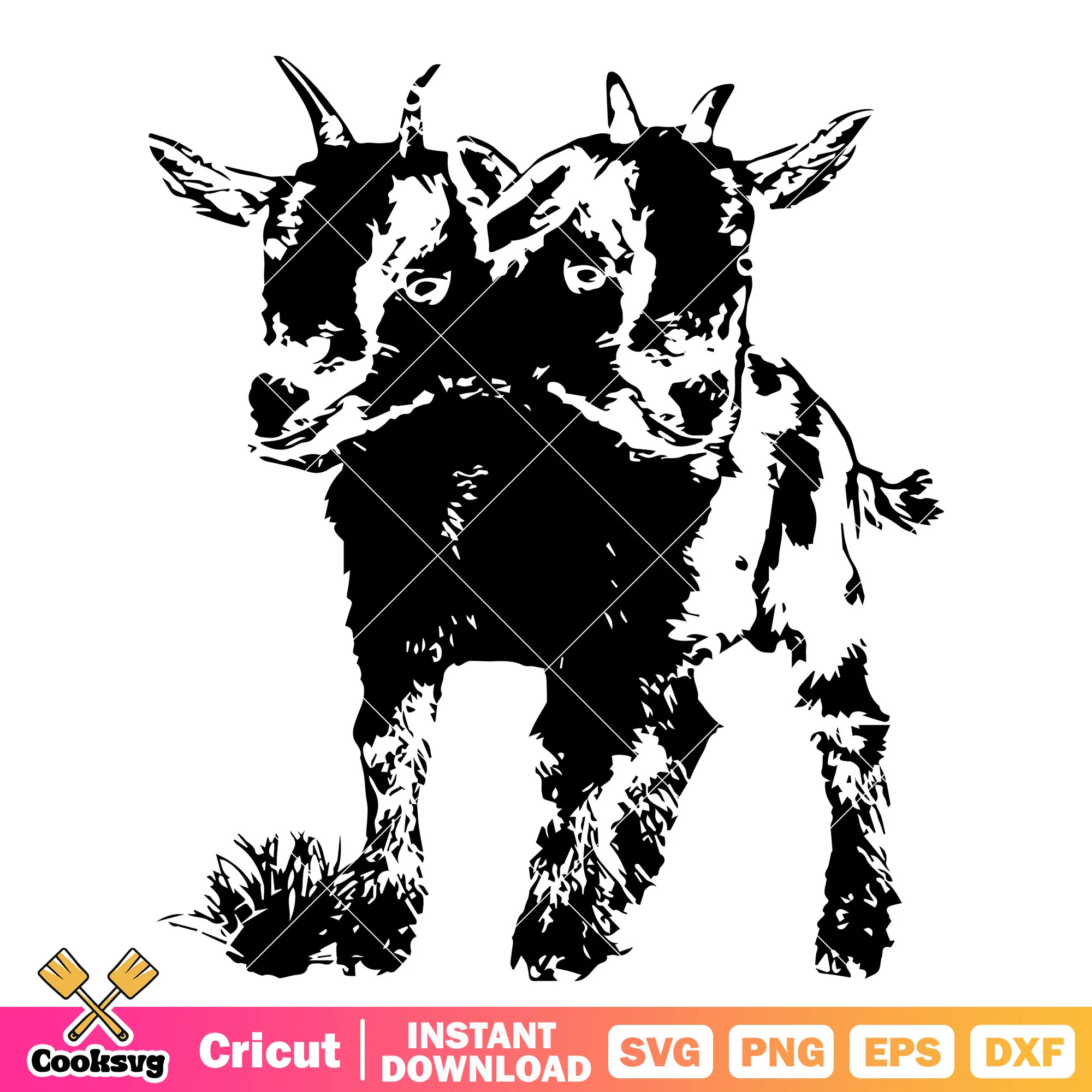 Goat have two head black svg, two headed goat svg, the goat svg