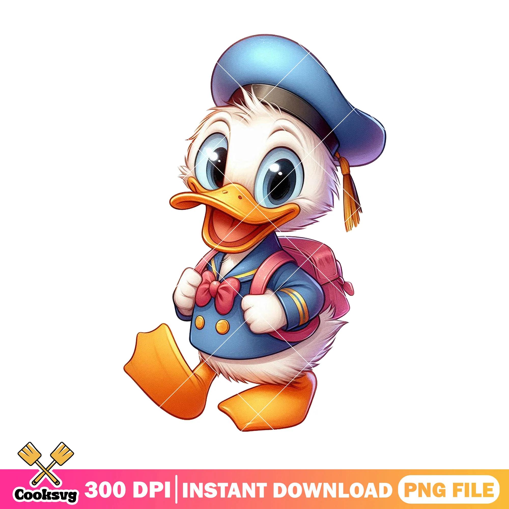 Going school donald png, happy back to school png, donald duck png
