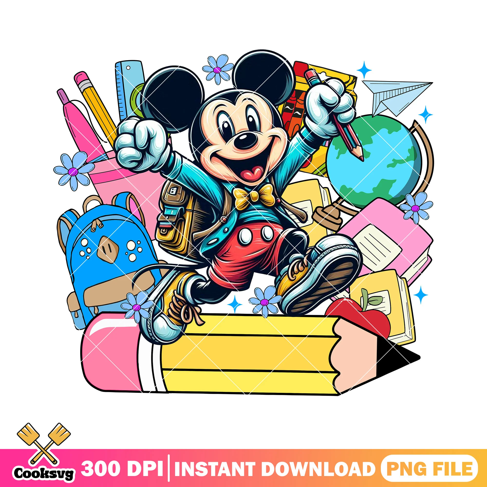 Going school mickey png, going back to school png, disney world png