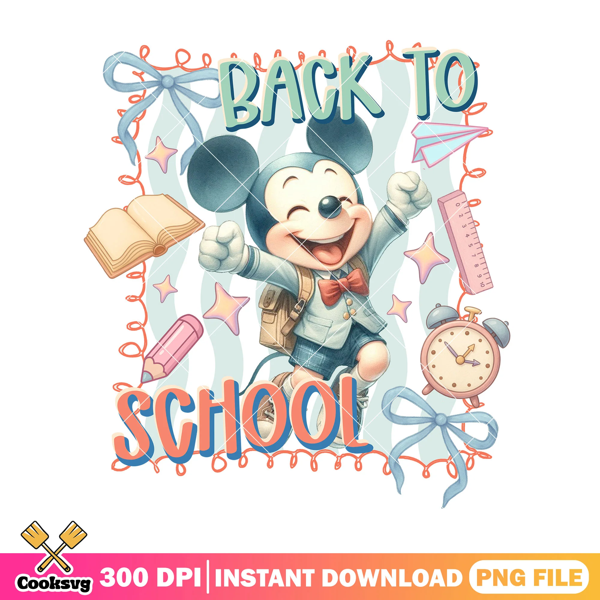 Going school with mickey png, back to school day png, disney cartoon png