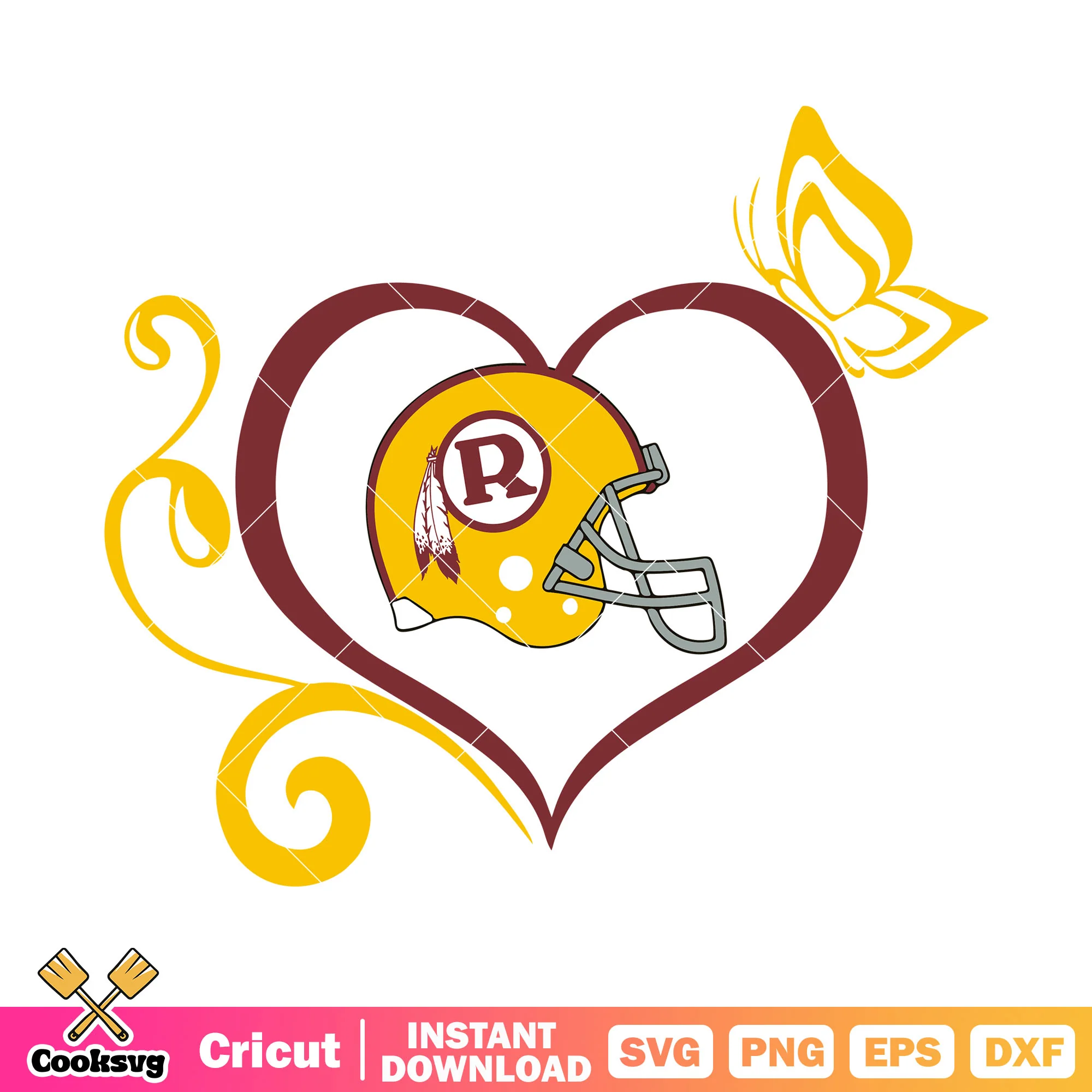 Golden butterfly and helmets svg, nfl svg, boston redskins svg