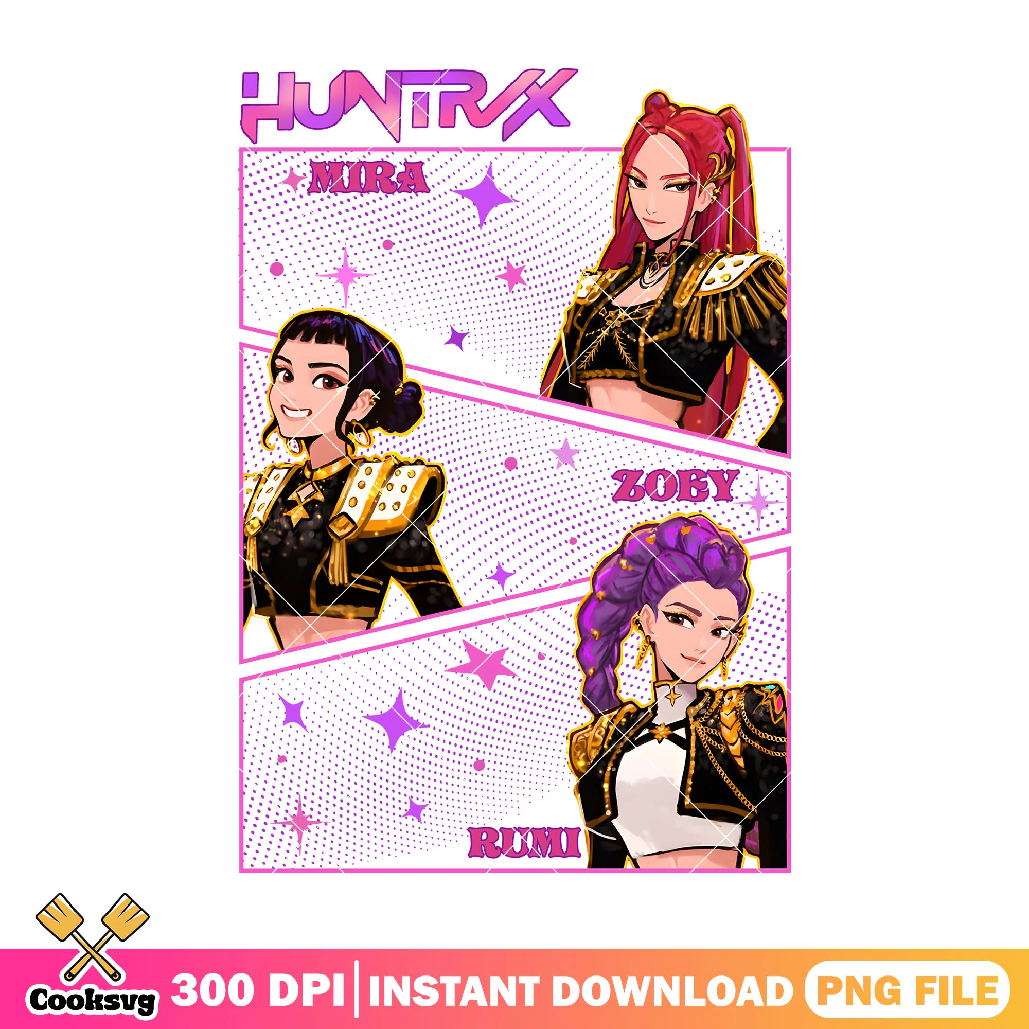 Golden fit huntrix girl png, huntrix song png, kpop huntrix png