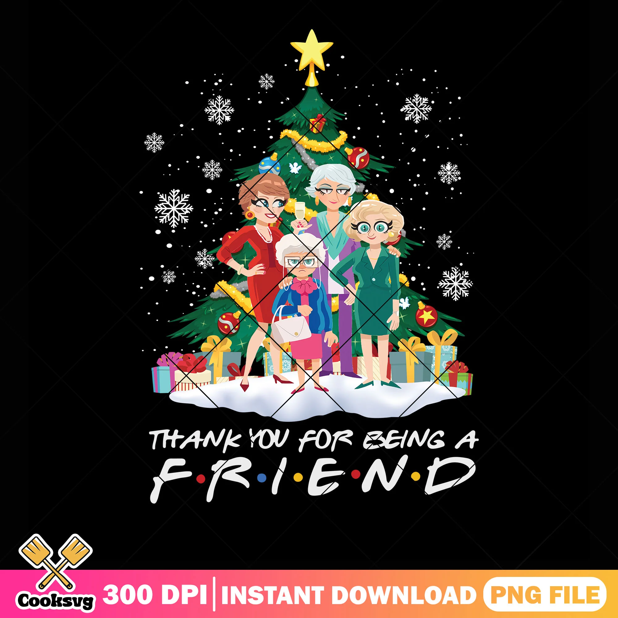 Golden girls christmas tree png, christmas tree png, gift decor png