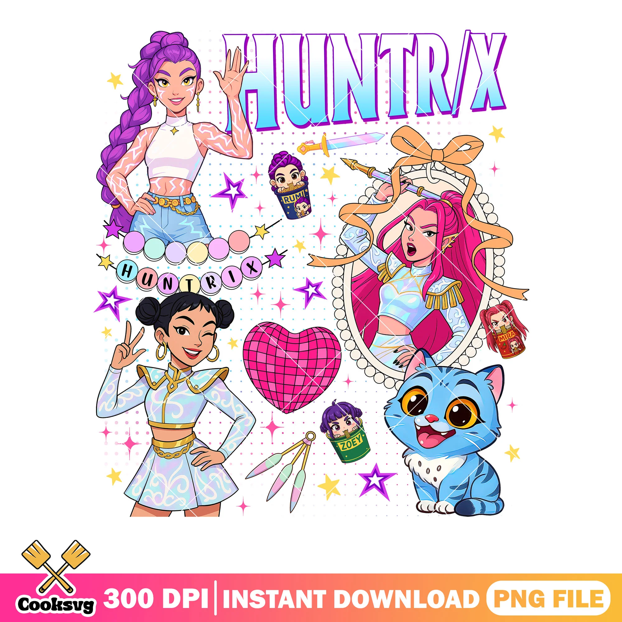 Golden huntrix party png, huntrix song png, kpop hunters png