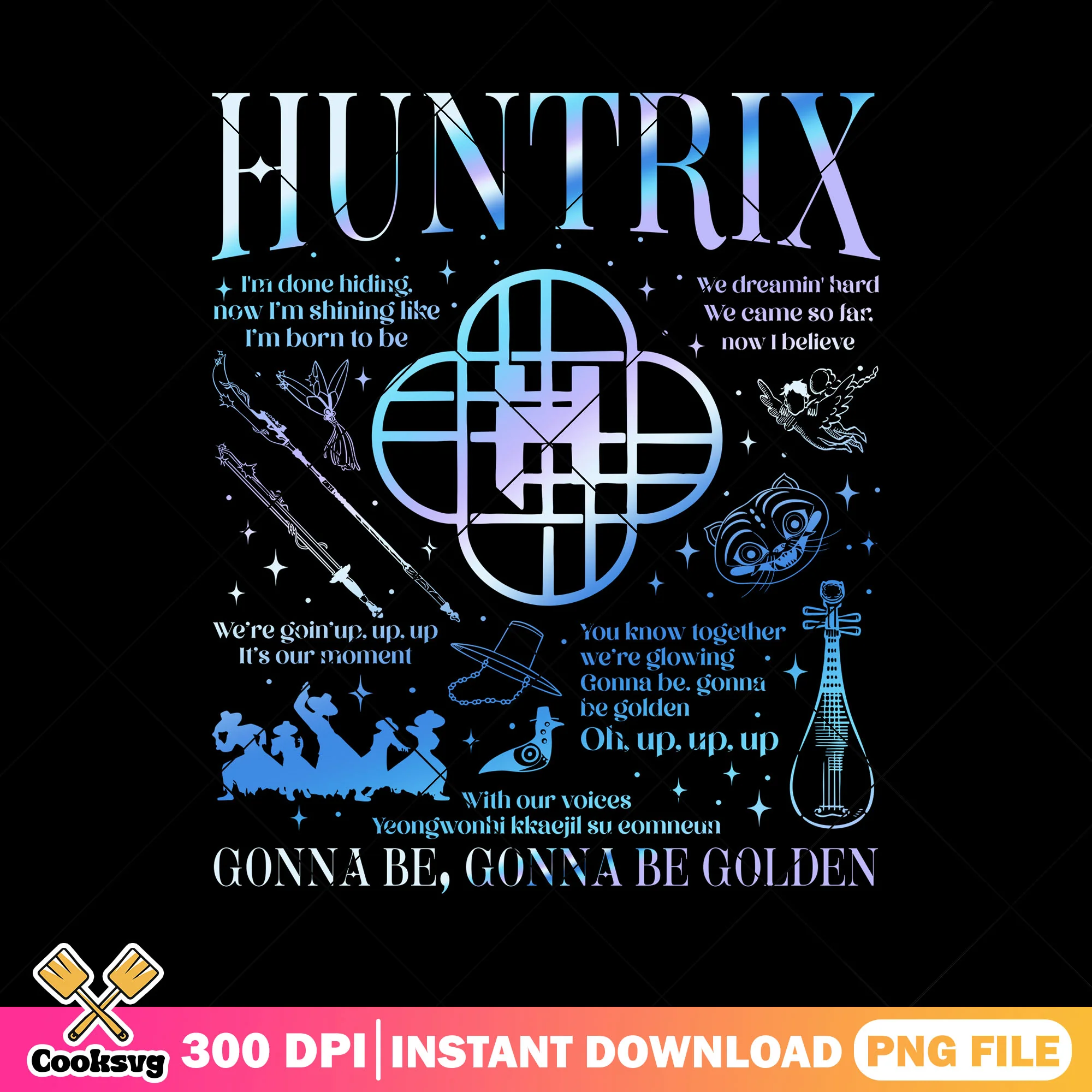 Golden rythm luxury png, huntrix song png, huntrix band png