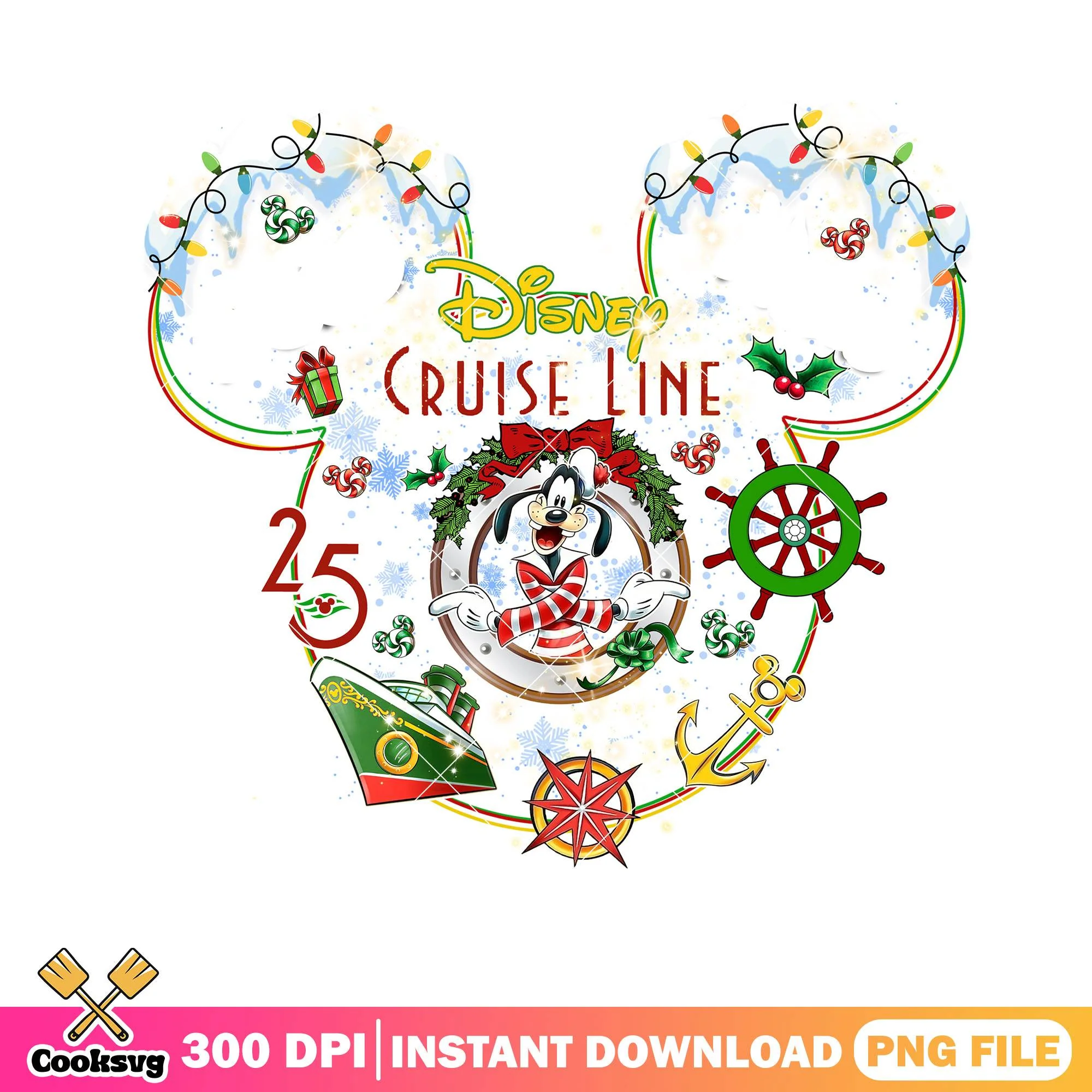 Goofy cruise line xmas png, disney cruise line png, christmas vibes png